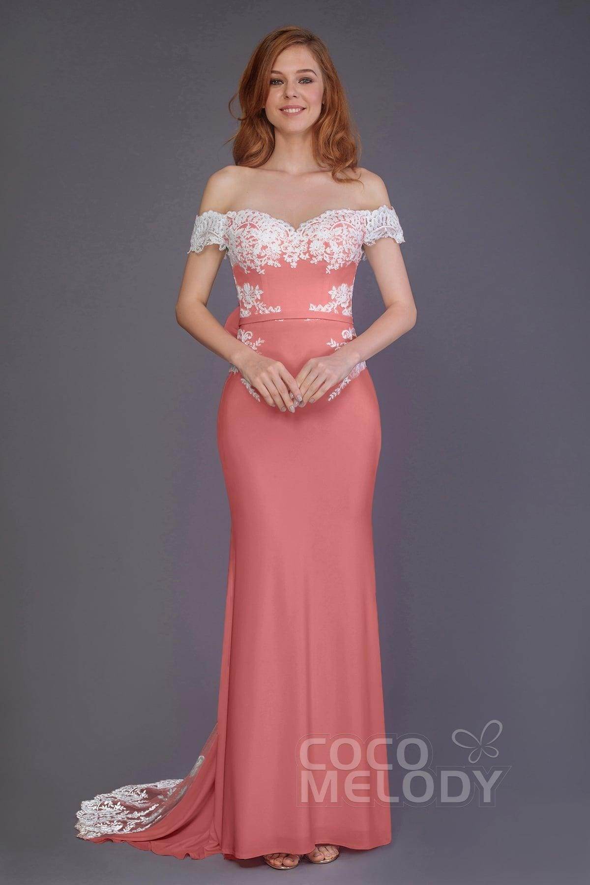 Mermaid Sweep Train Knitted Fabric Bridesmaid Dress PR3491