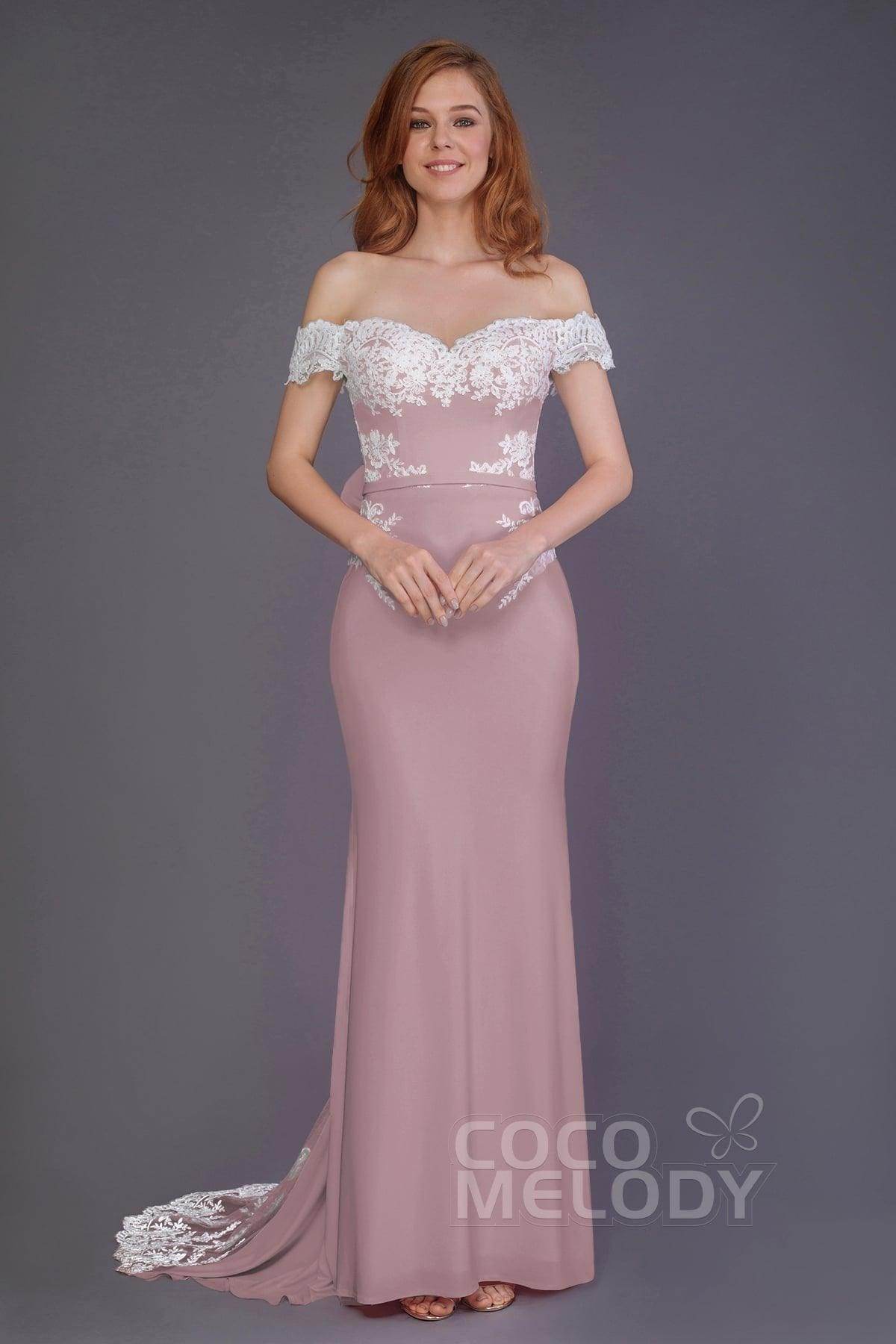 Mermaid Sweep Train Knitted Fabric Bridesmaid Dress PR3491