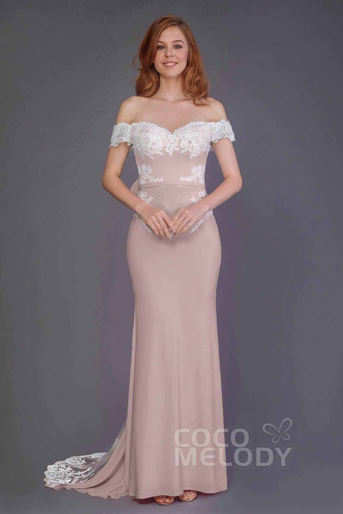 Mermaid Sweep Train Knitted Fabric Bridesmaid Dress PR3491