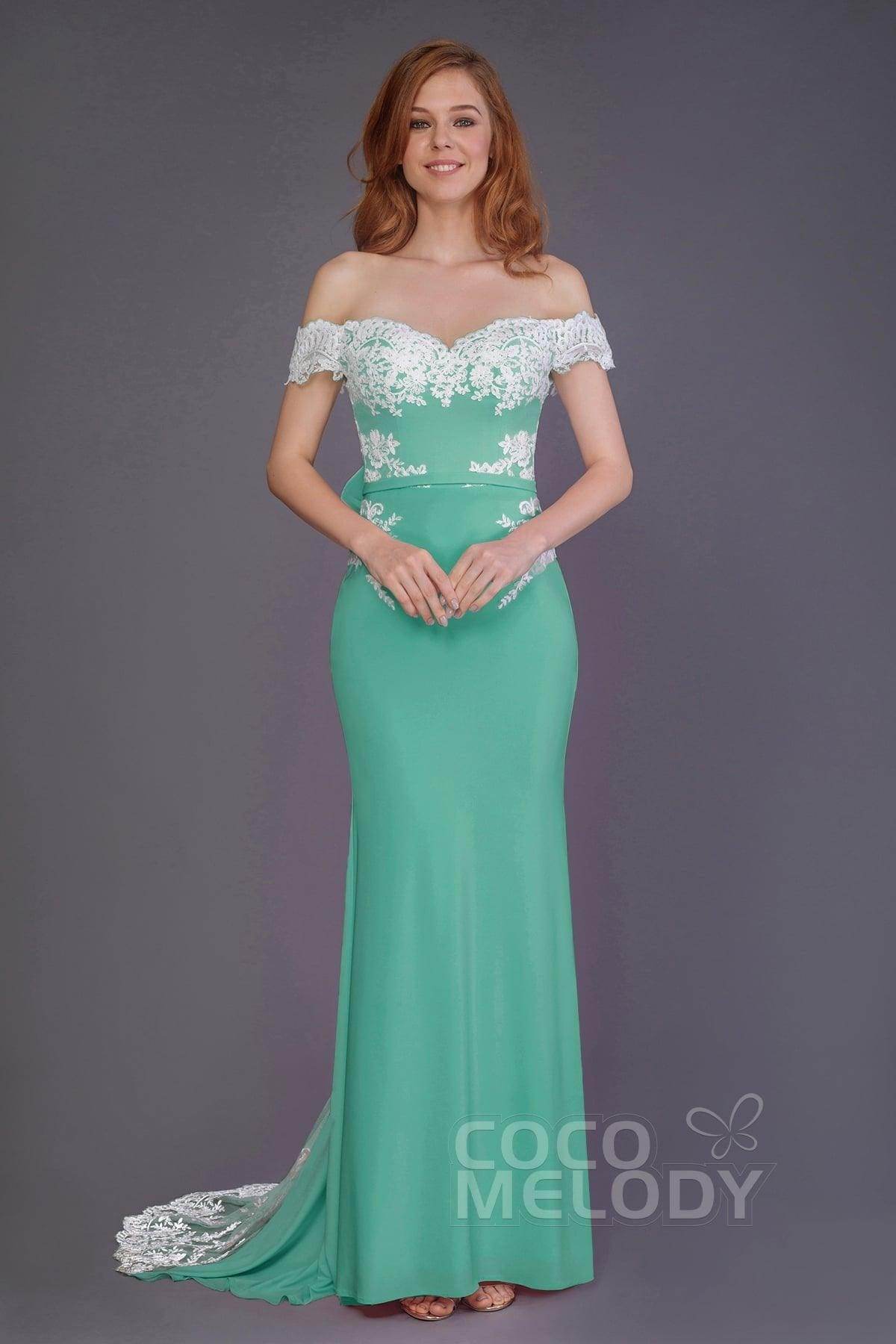 Mermaid Sweep Train Knitted Fabric Bridesmaid Dress PR3491