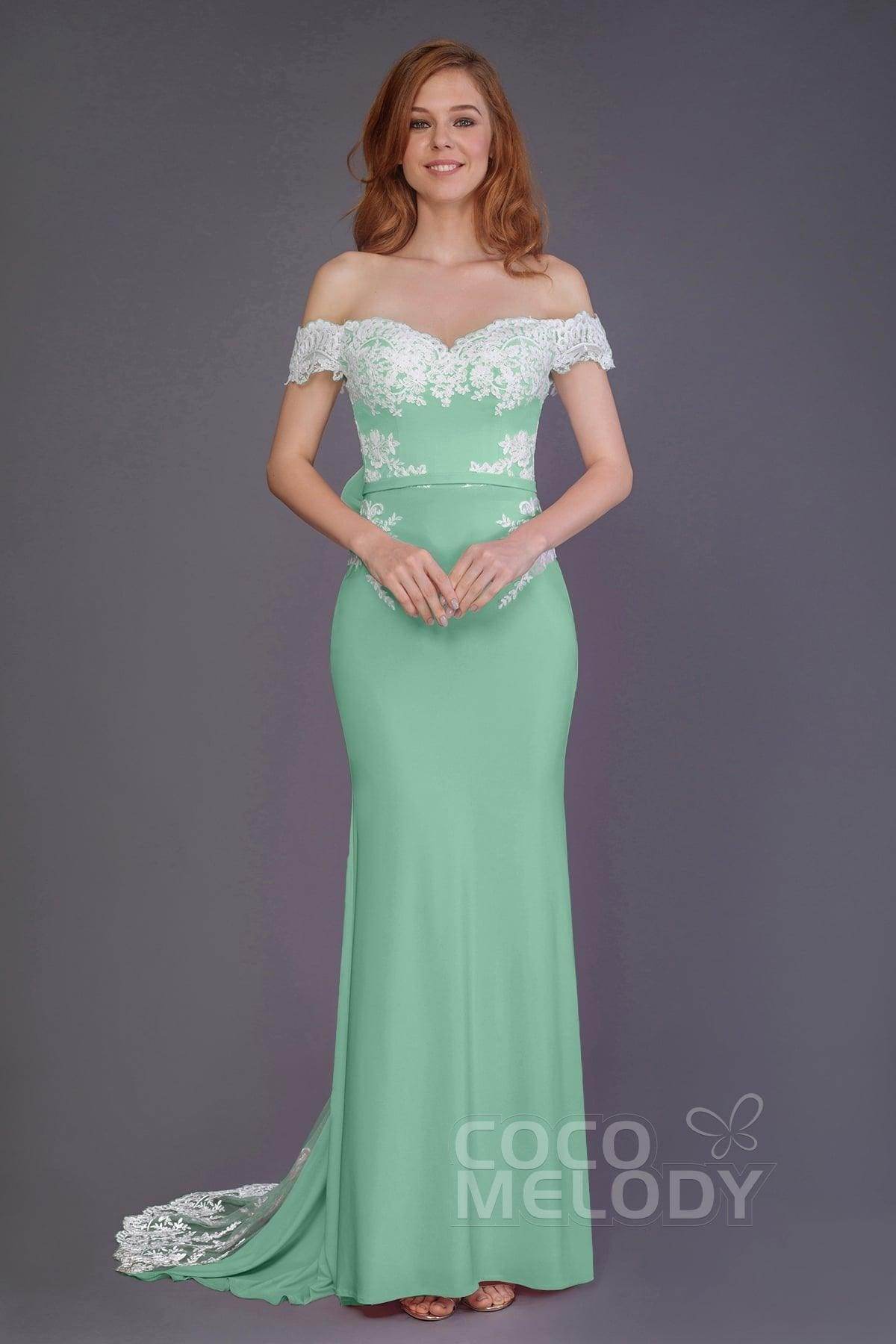 Mermaid Sweep Train Knitted Fabric Bridesmaid Dress PR3491