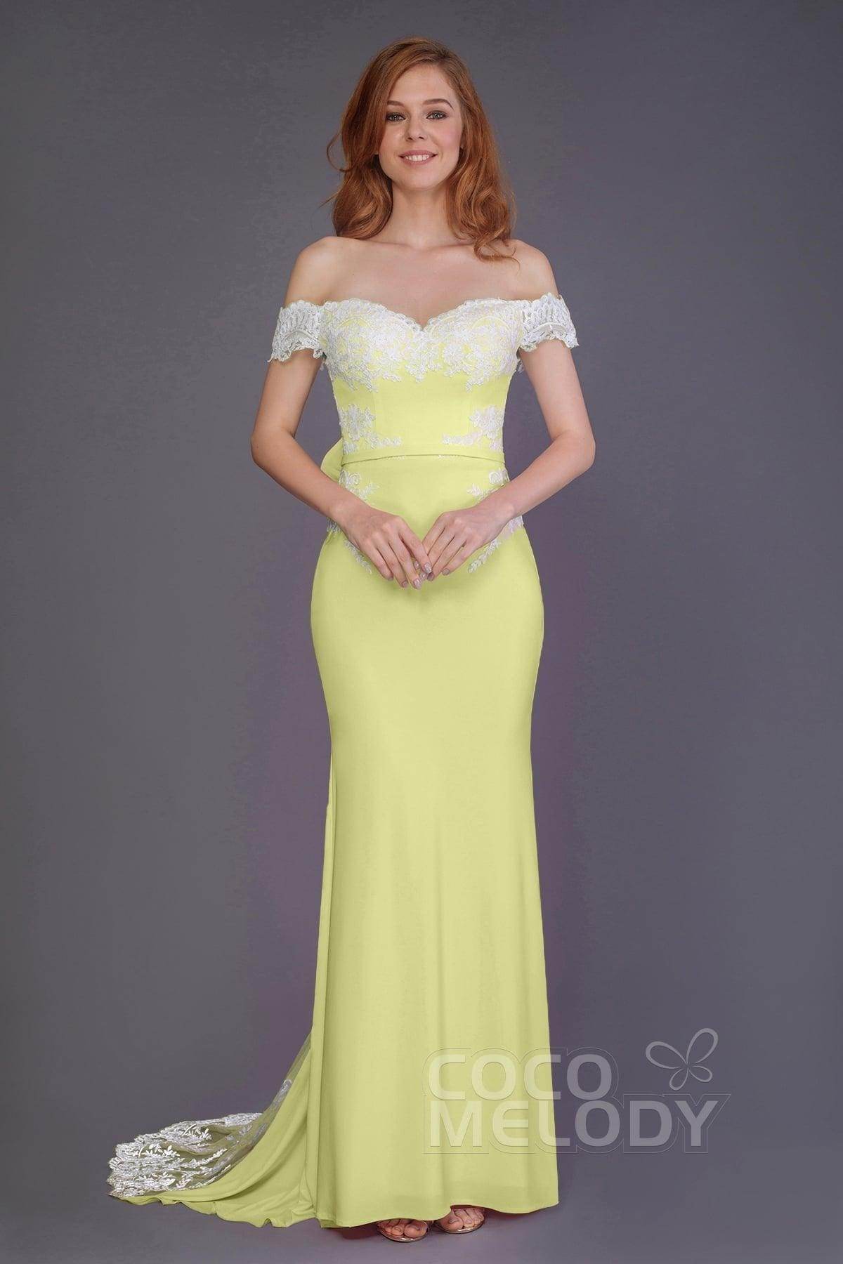Mermaid Sweep Train Knitted Fabric Bridesmaid Dress PR3491