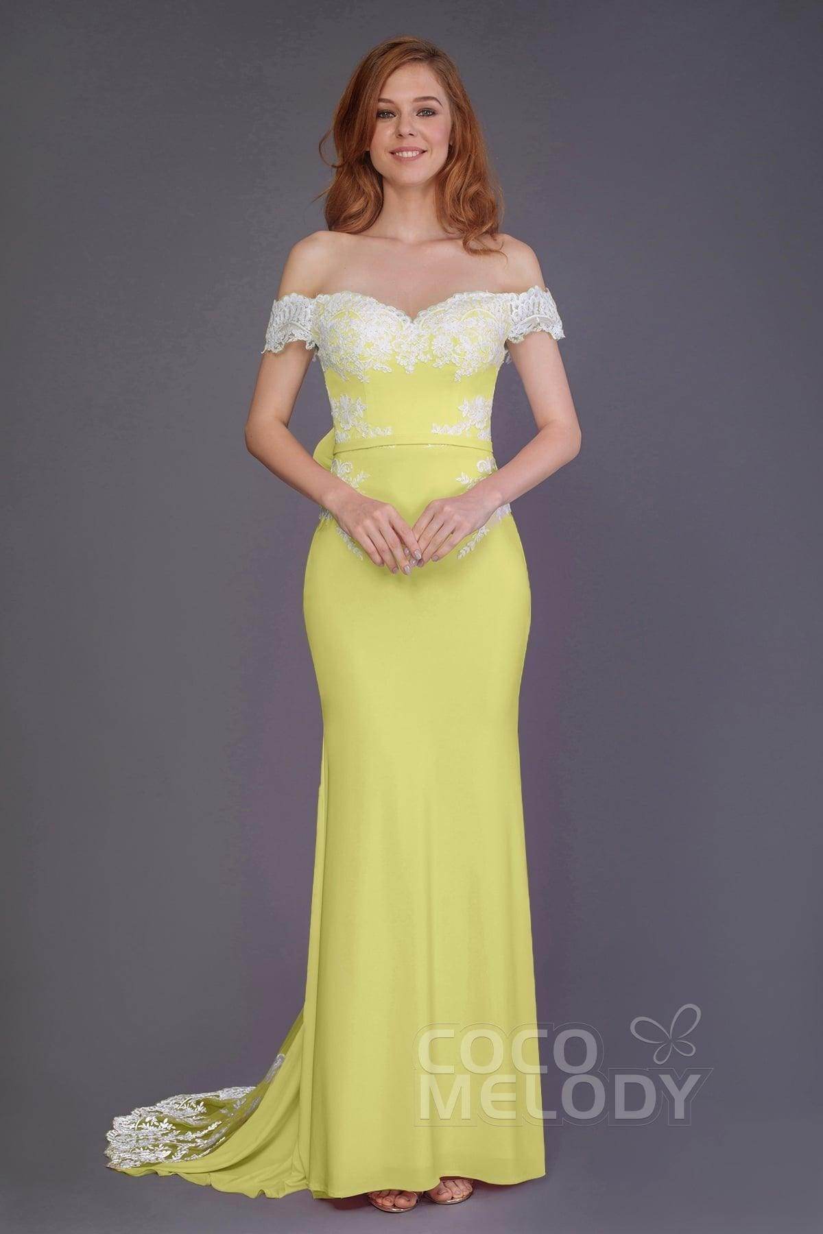 Mermaid Sweep Train Knitted Fabric Bridesmaid Dress PR3491
