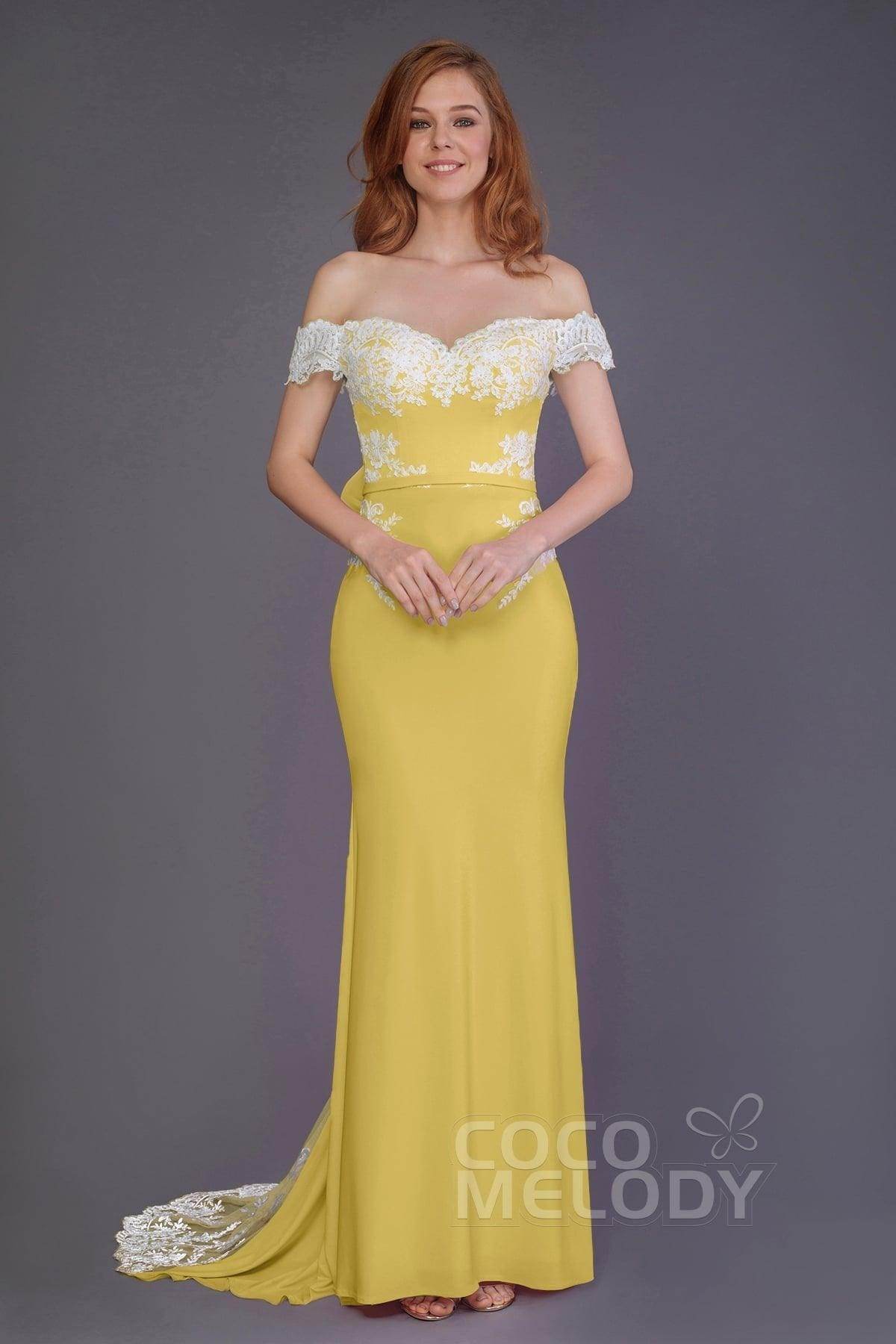 Mermaid Sweep Train Knitted Fabric Bridesmaid Dress PR3491