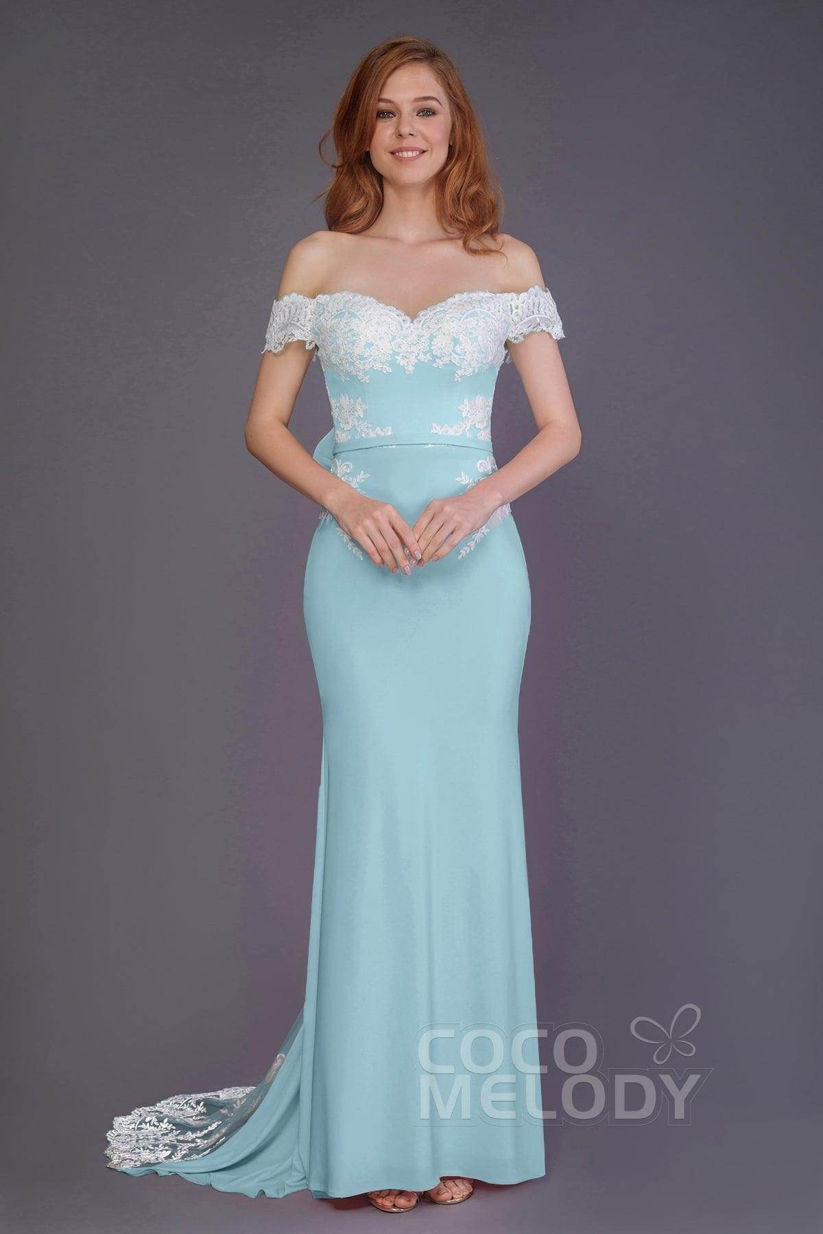 Mermaid Sweep Train Knitted Fabric Bridesmaid Dress PR3491