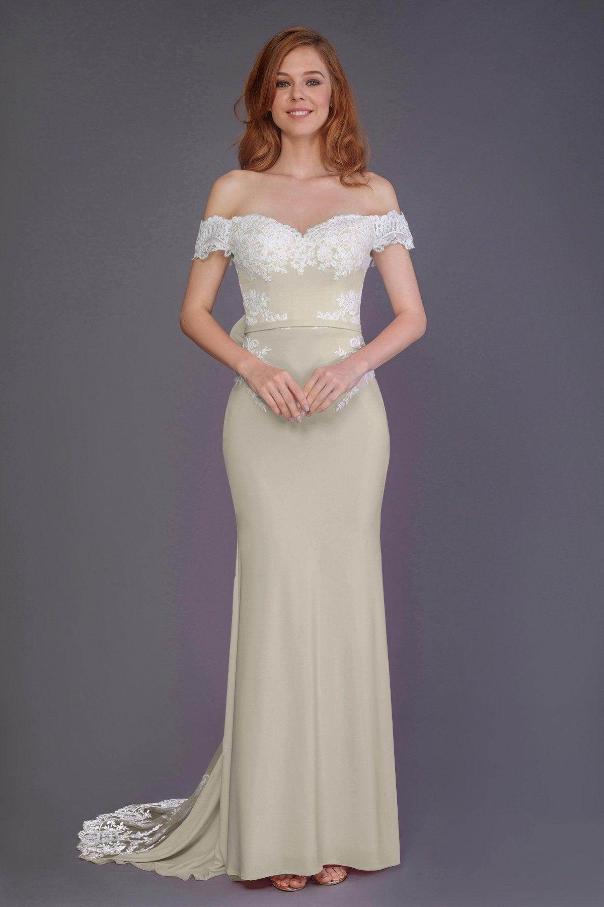Mermaid Sweep Train Knitted Fabric Bridesmaid Dress PR3491