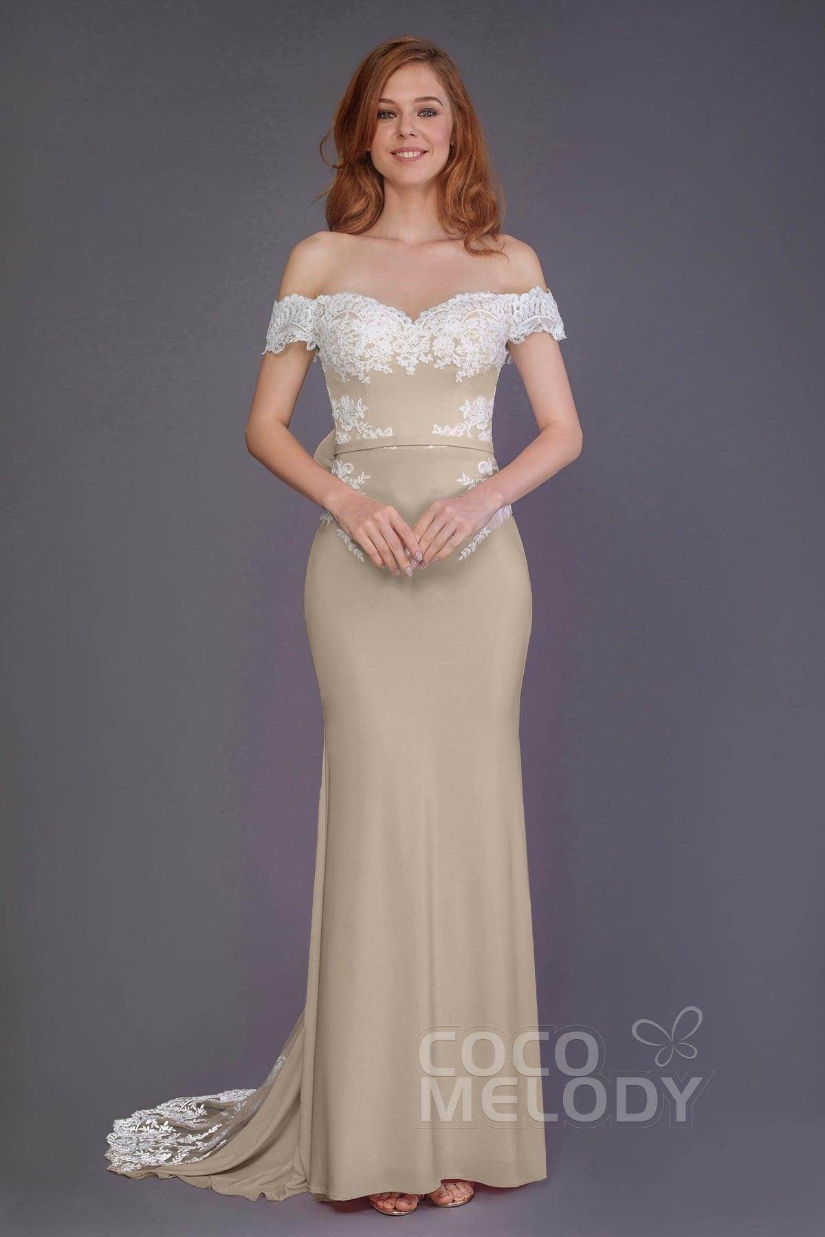 Mermaid Sweep Train Knitted Fabric Bridesmaid Dress PR3491
