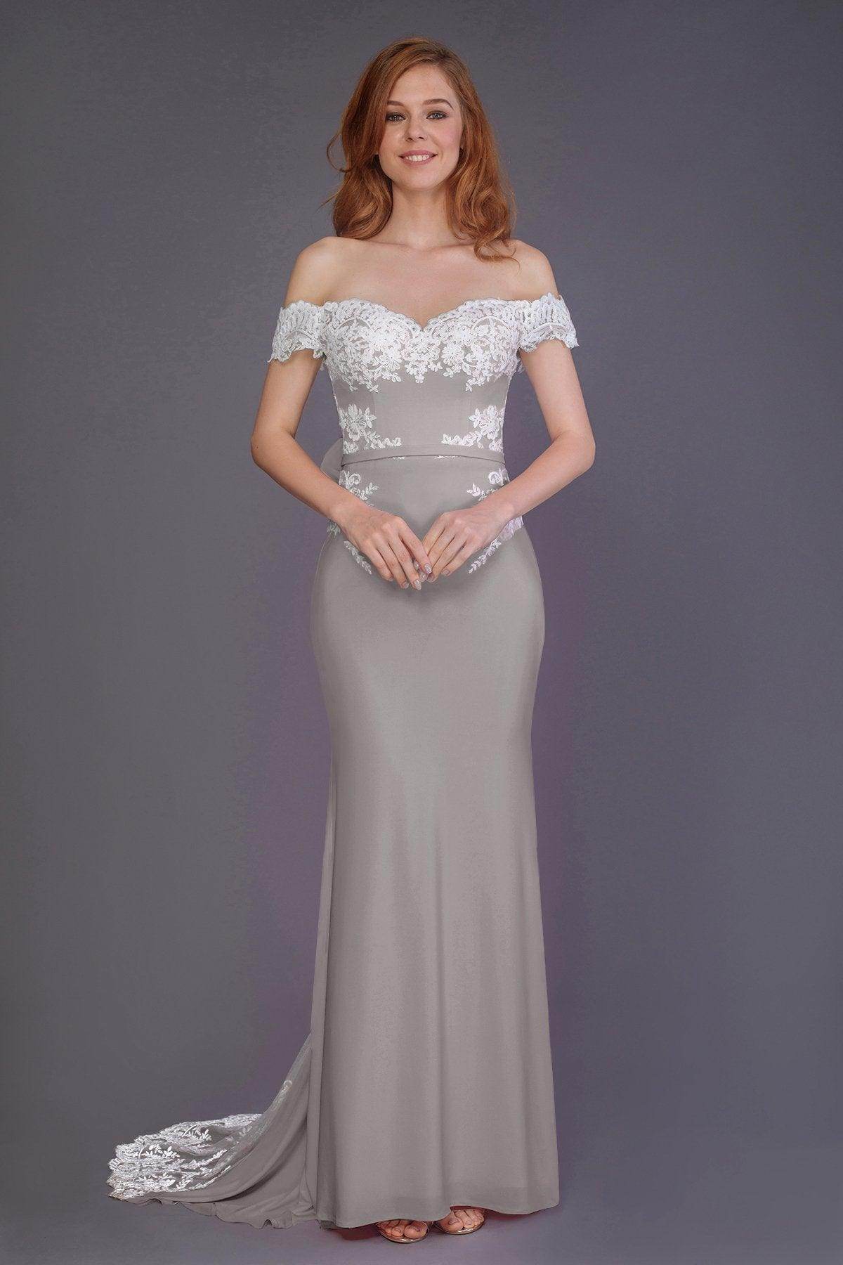 Mermaid Sweep Train Knitted Fabric Bridesmaid Dress PR3491