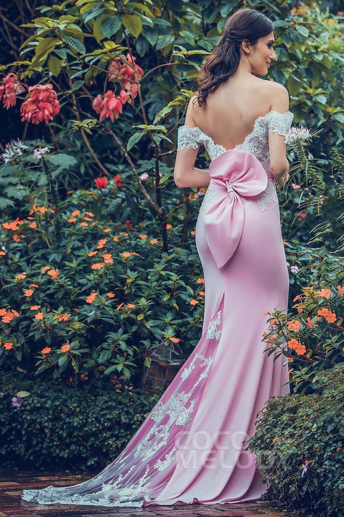 Mermaid Sweep Train Knitted Fabric Bridesmaid Dress PR3491