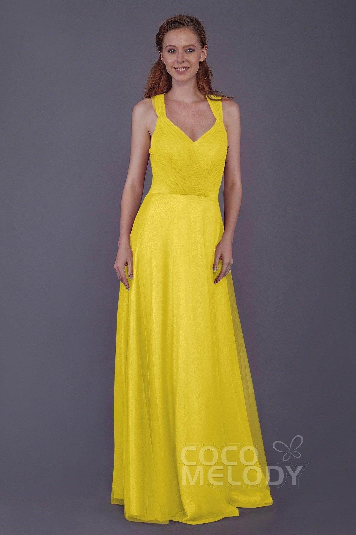 Sheath-Column Floor Length Tulle Bridesmaid Dress PR3496