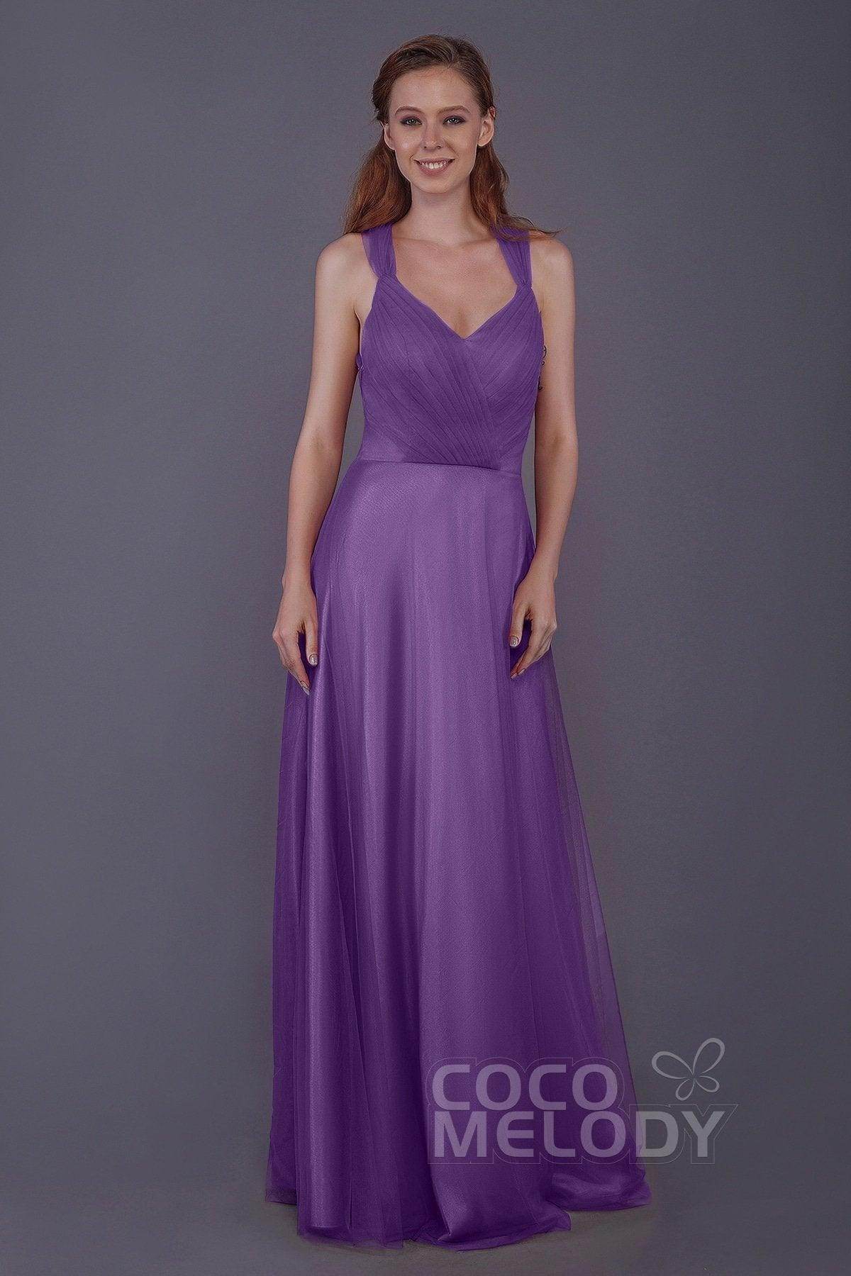 Sheath-Column Floor Length Tulle Bridesmaid Dress PR3496
