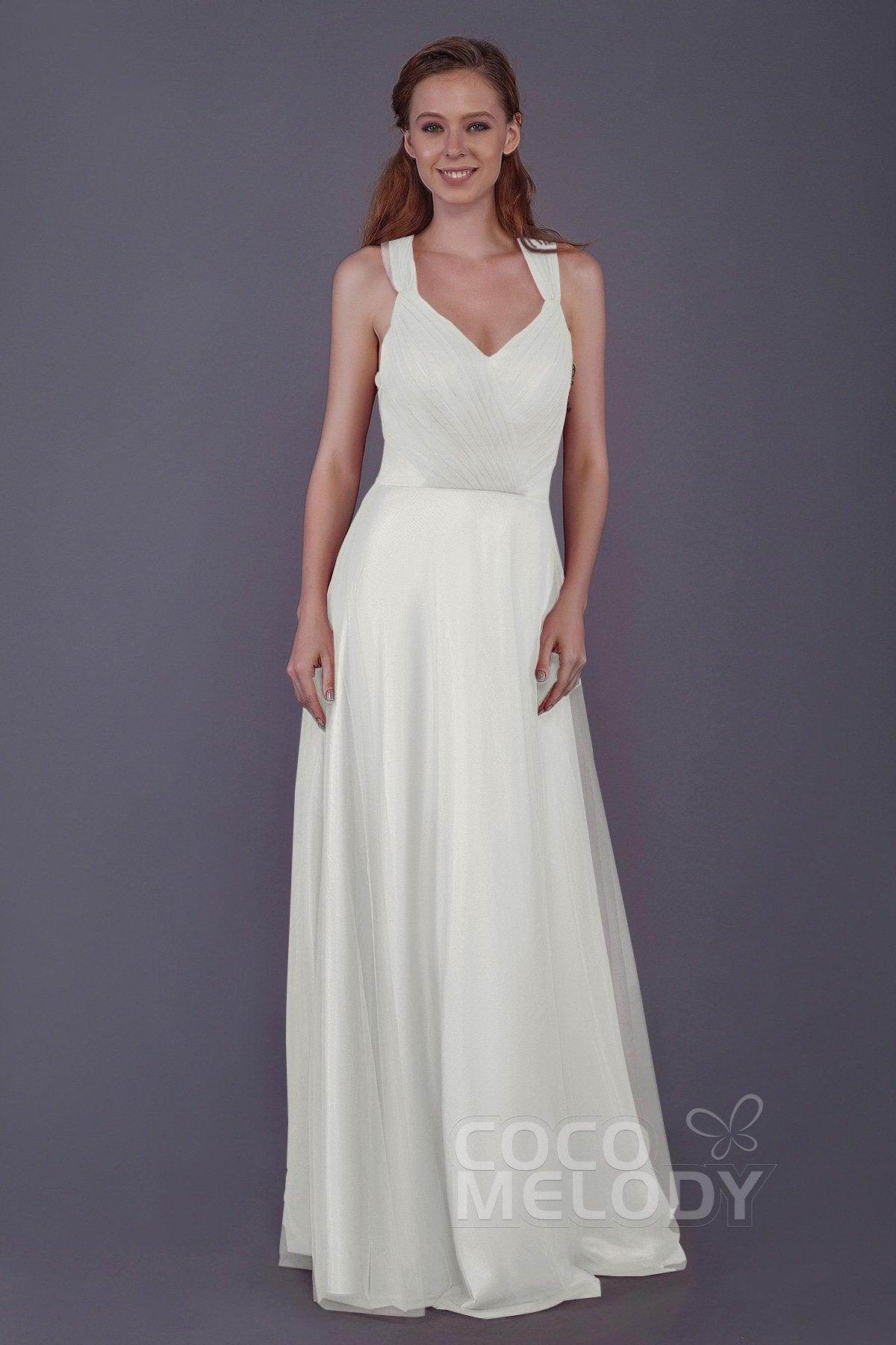 Sheath-Column Floor Length Tulle Bridesmaid Dress PR3496