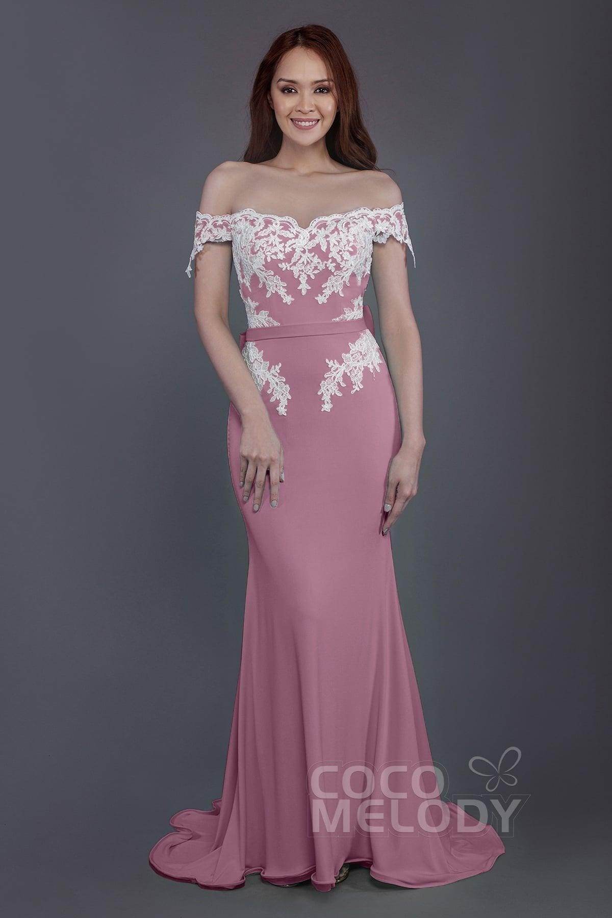 Mermaid Sweep Train Knitted Fabric Bridesmaid Dress PR3497