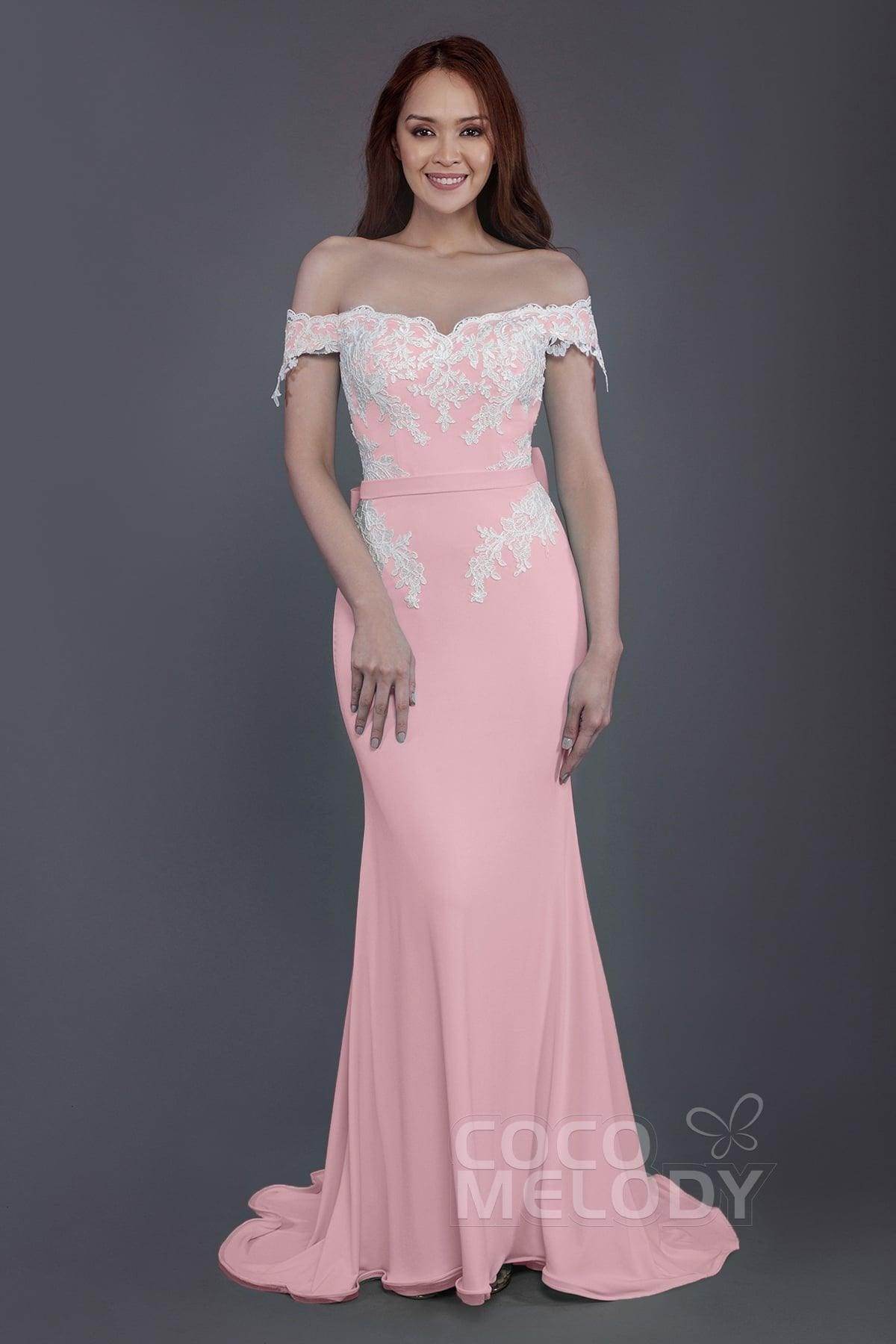Mermaid Sweep Train Knitted Fabric Bridesmaid Dress PR3497