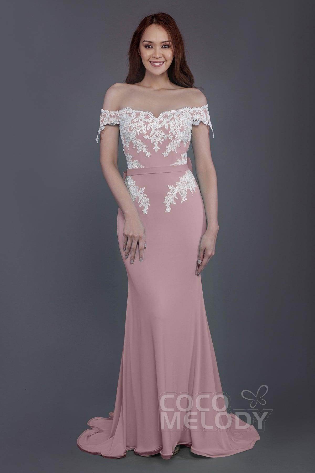 Mermaid Sweep Train Knitted Fabric Bridesmaid Dress PR3497