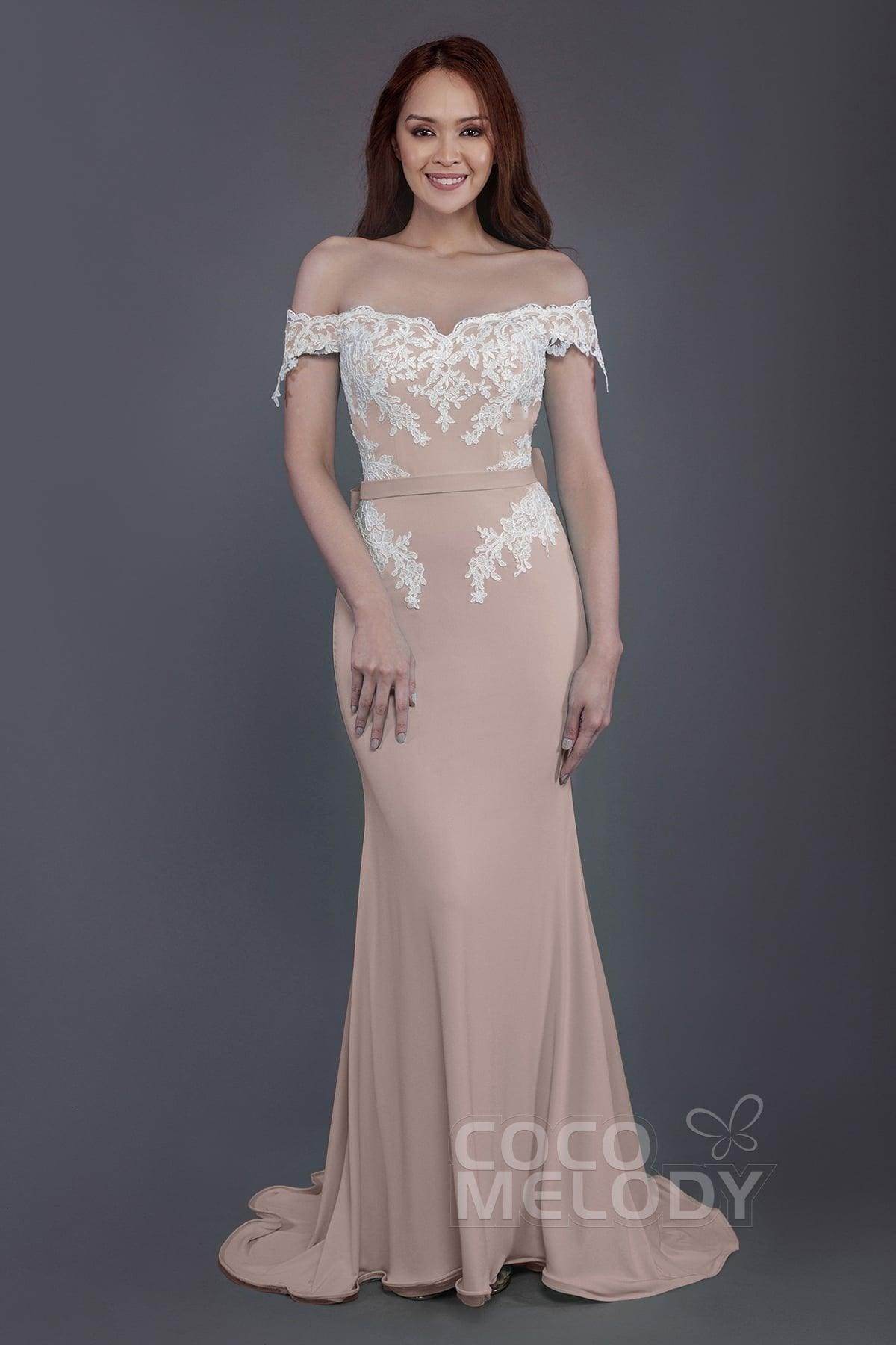 Mermaid Sweep Train Knitted Fabric Bridesmaid Dress PR3497