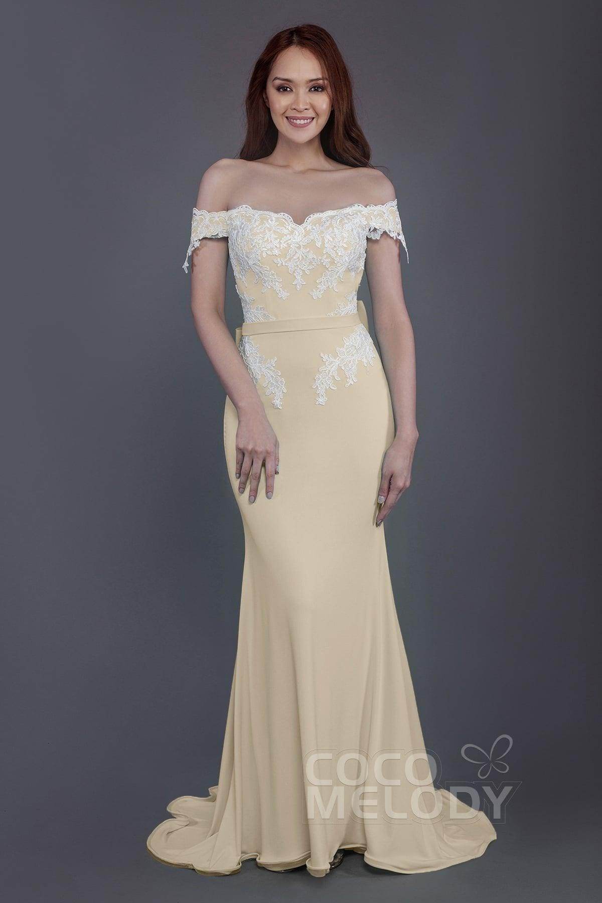 Mermaid Sweep Train Knitted Fabric Bridesmaid Dress PR3497