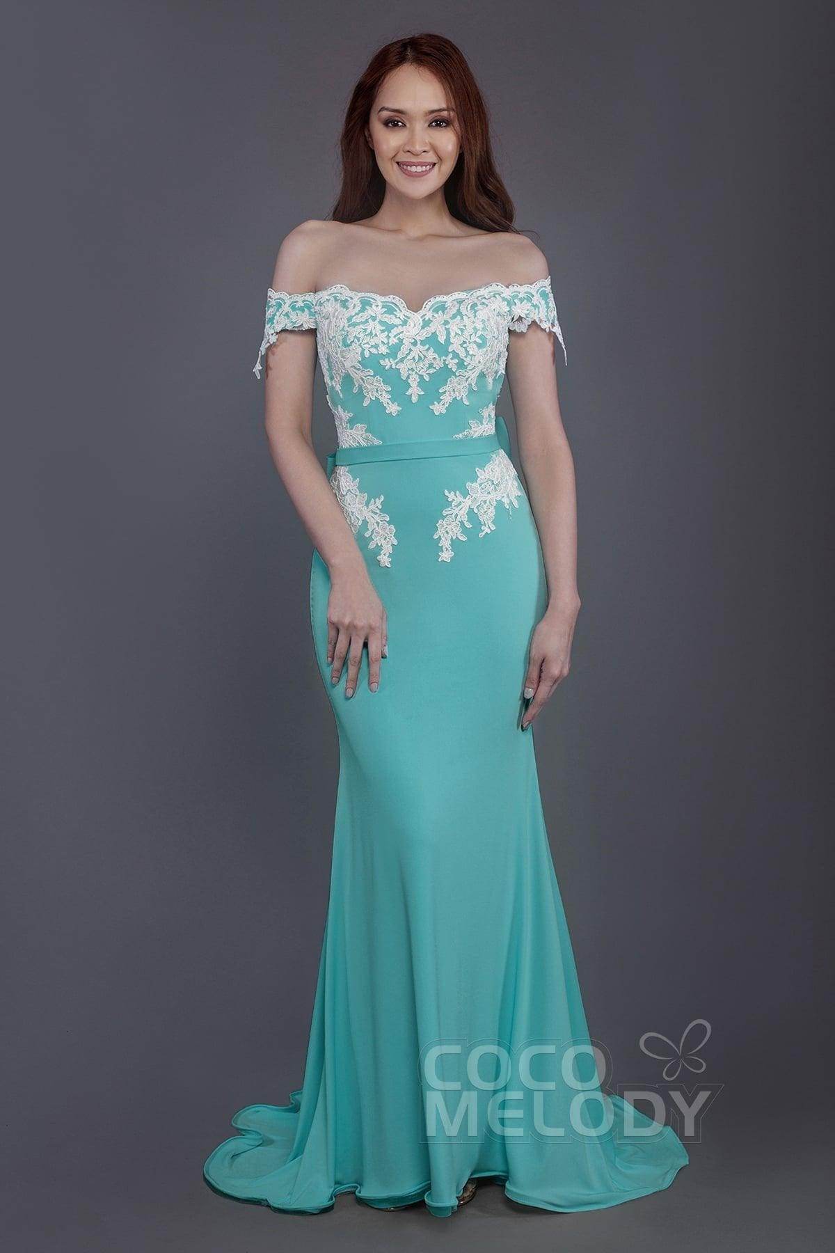 Mermaid Sweep Train Knitted Fabric Bridesmaid Dress PR3497