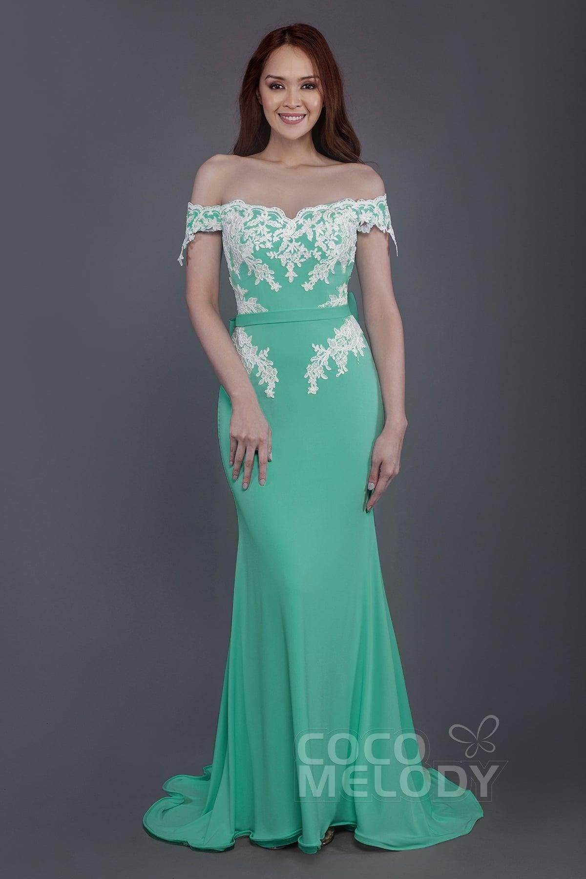 Mermaid Sweep Train Knitted Fabric Bridesmaid Dress PR3497