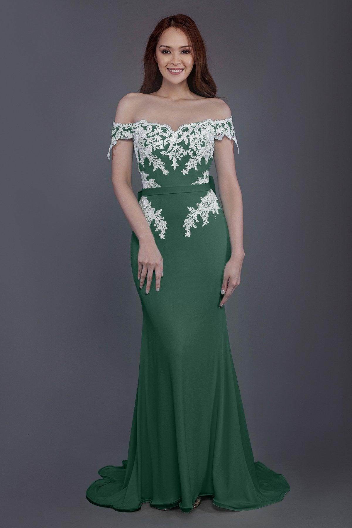 Mermaid Sweep Train Knitted Fabric Bridesmaid Dress PR3497