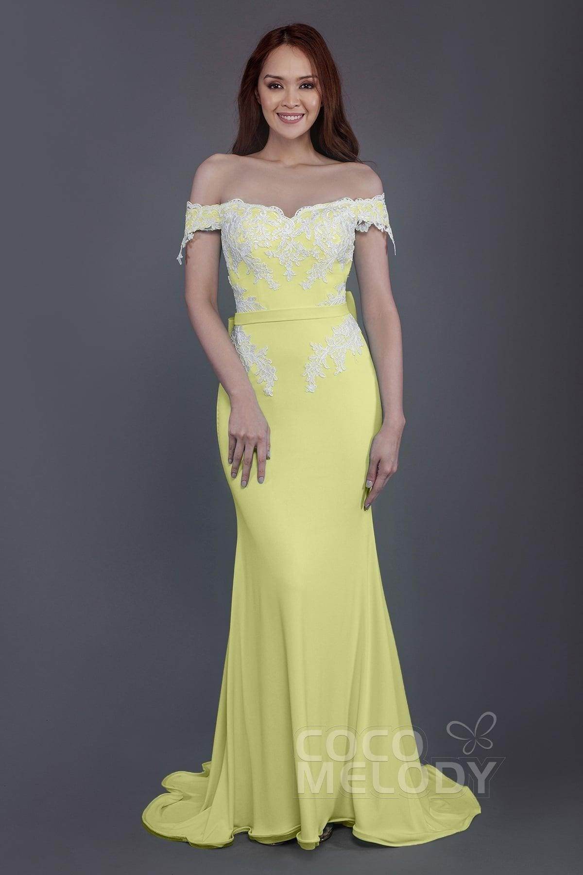 Mermaid Sweep Train Knitted Fabric Bridesmaid Dress PR3497