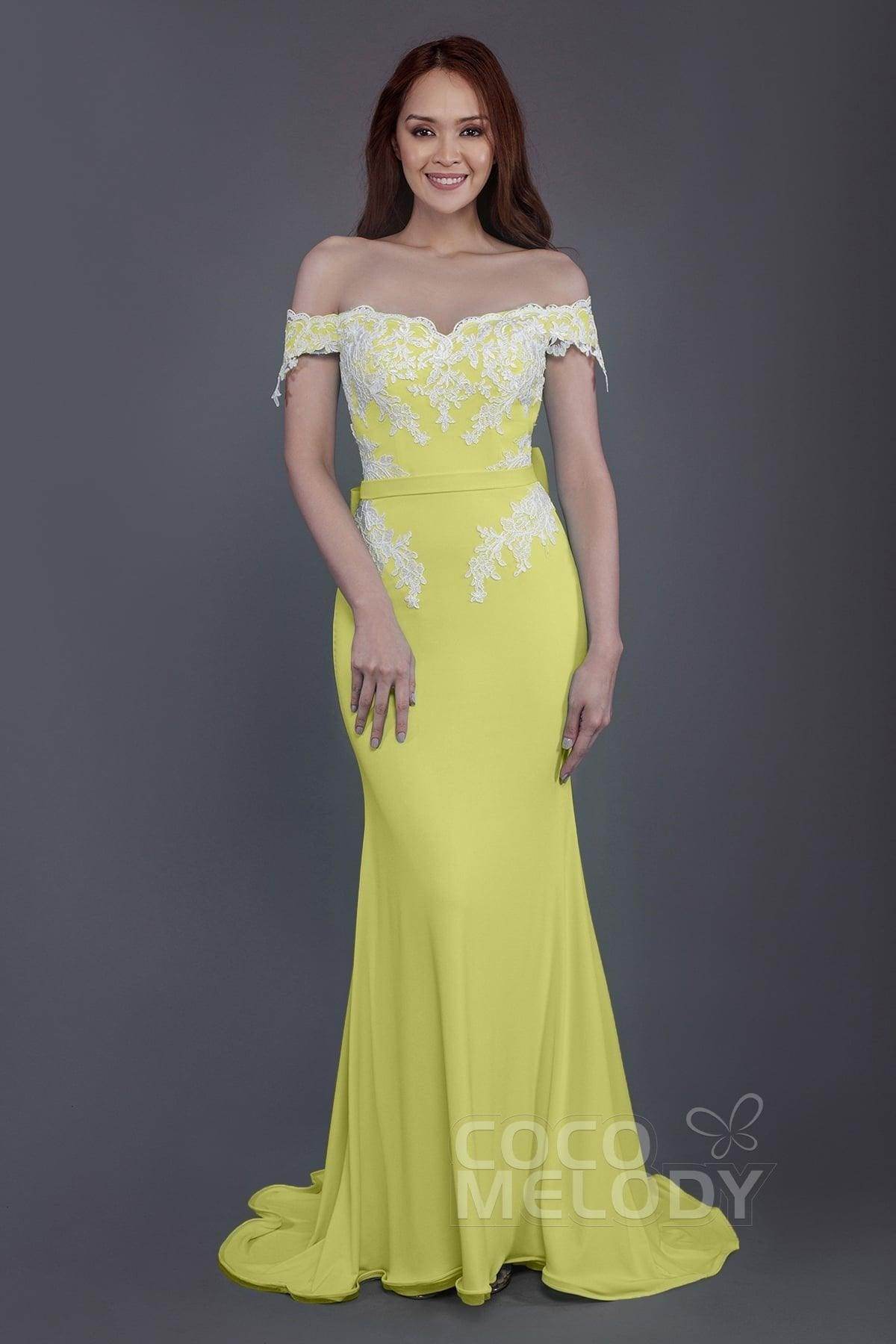Mermaid Sweep Train Knitted Fabric Bridesmaid Dress PR3497
