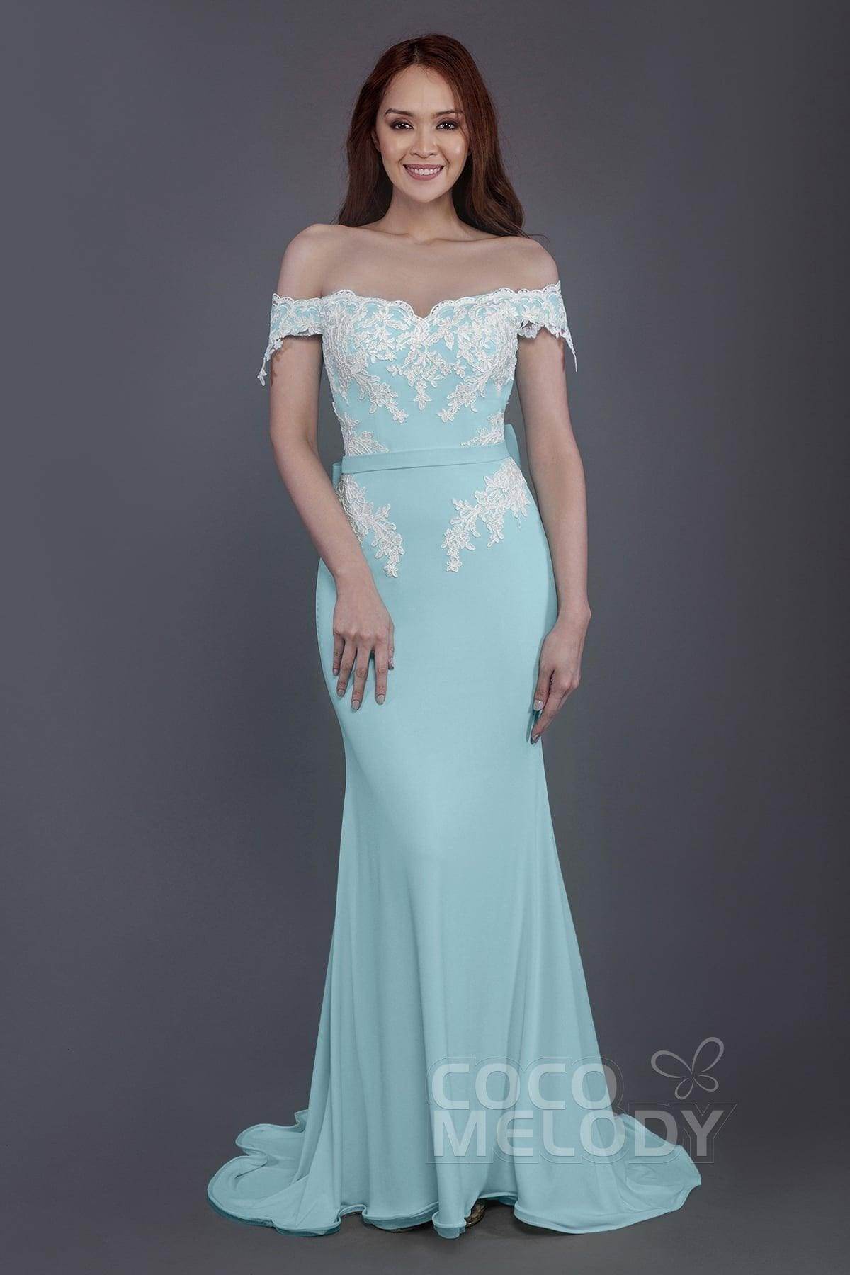 Mermaid Sweep Train Knitted Fabric Bridesmaid Dress PR3497