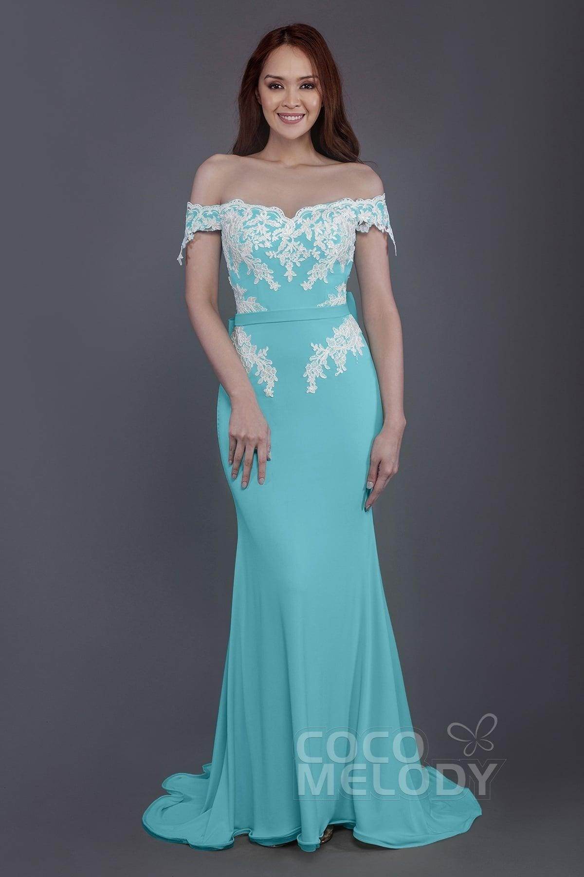Mermaid Sweep Train Knitted Fabric Bridesmaid Dress PR3497