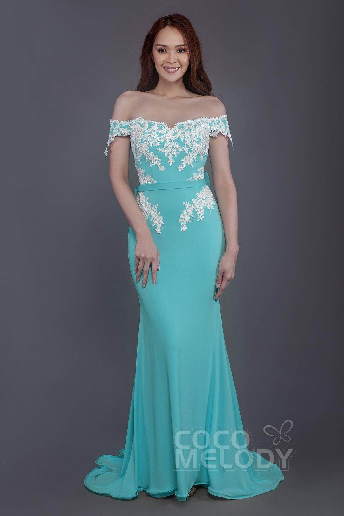 Mermaid Sweep Train Knitted Fabric Bridesmaid Dress PR3497