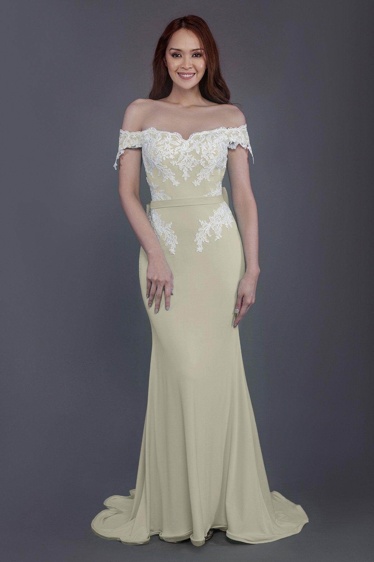 Mermaid Sweep Train Knitted Fabric Bridesmaid Dress PR3497