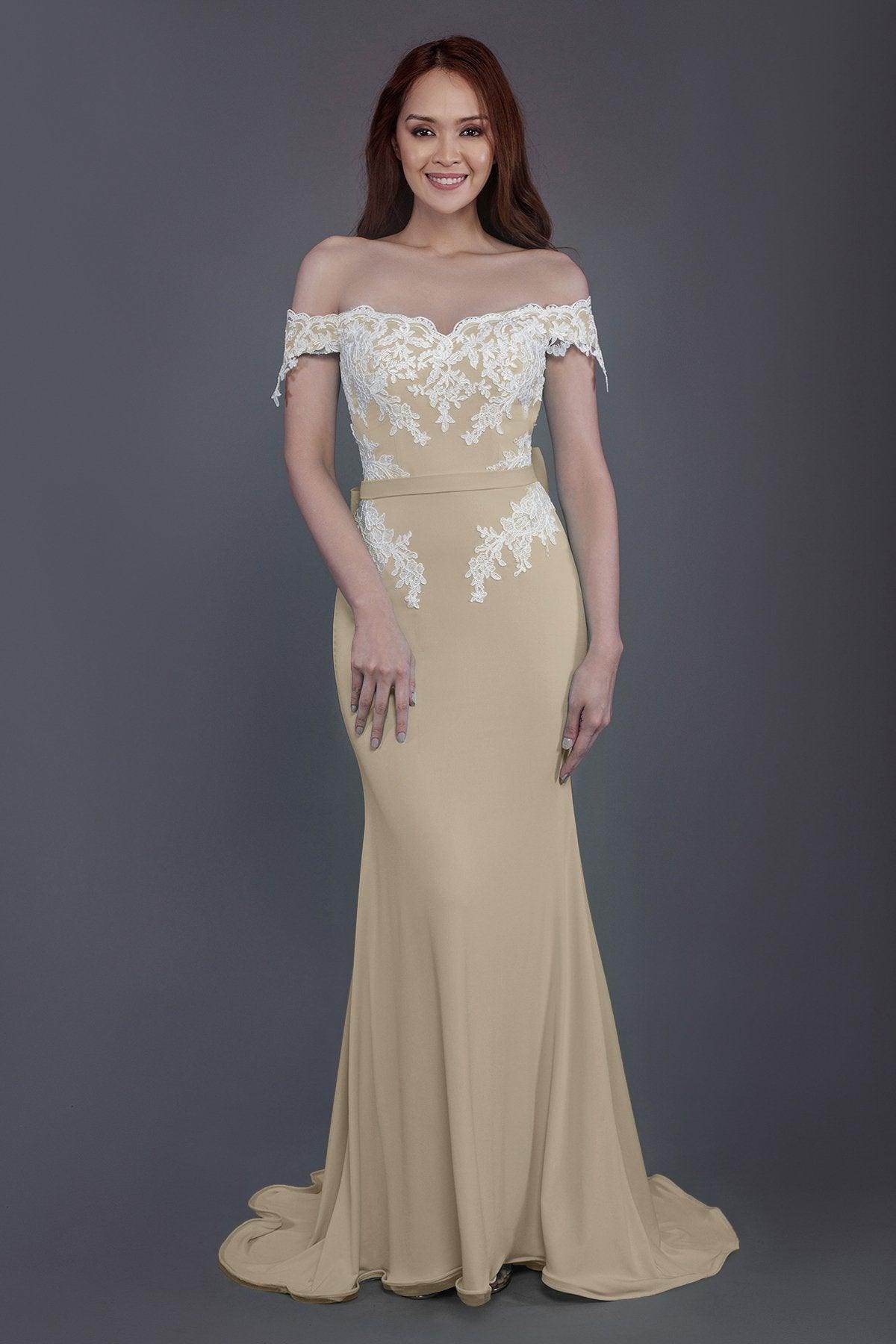 Mermaid Sweep Train Knitted Fabric Bridesmaid Dress PR3497