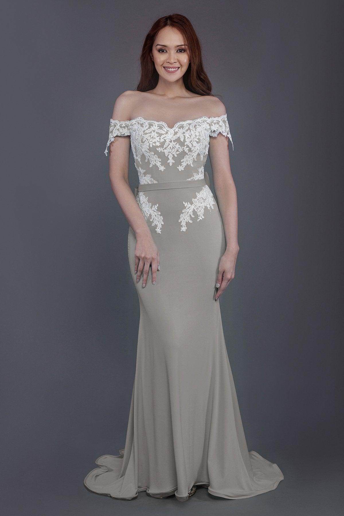 Mermaid Sweep Train Knitted Fabric Bridesmaid Dress PR3497