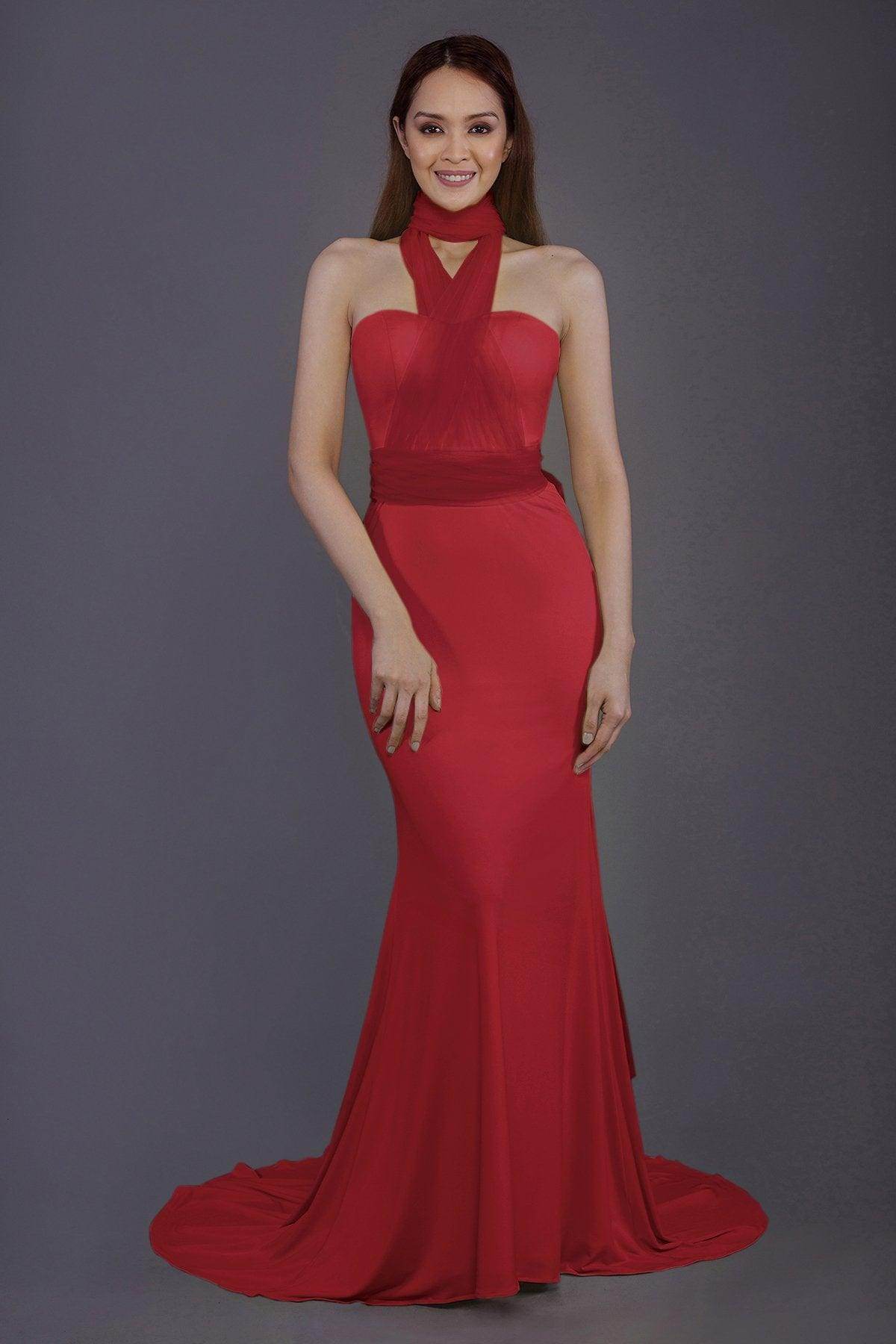 Mermaid Court Train Knitted Fabric Bridesmaid Dress PR3498