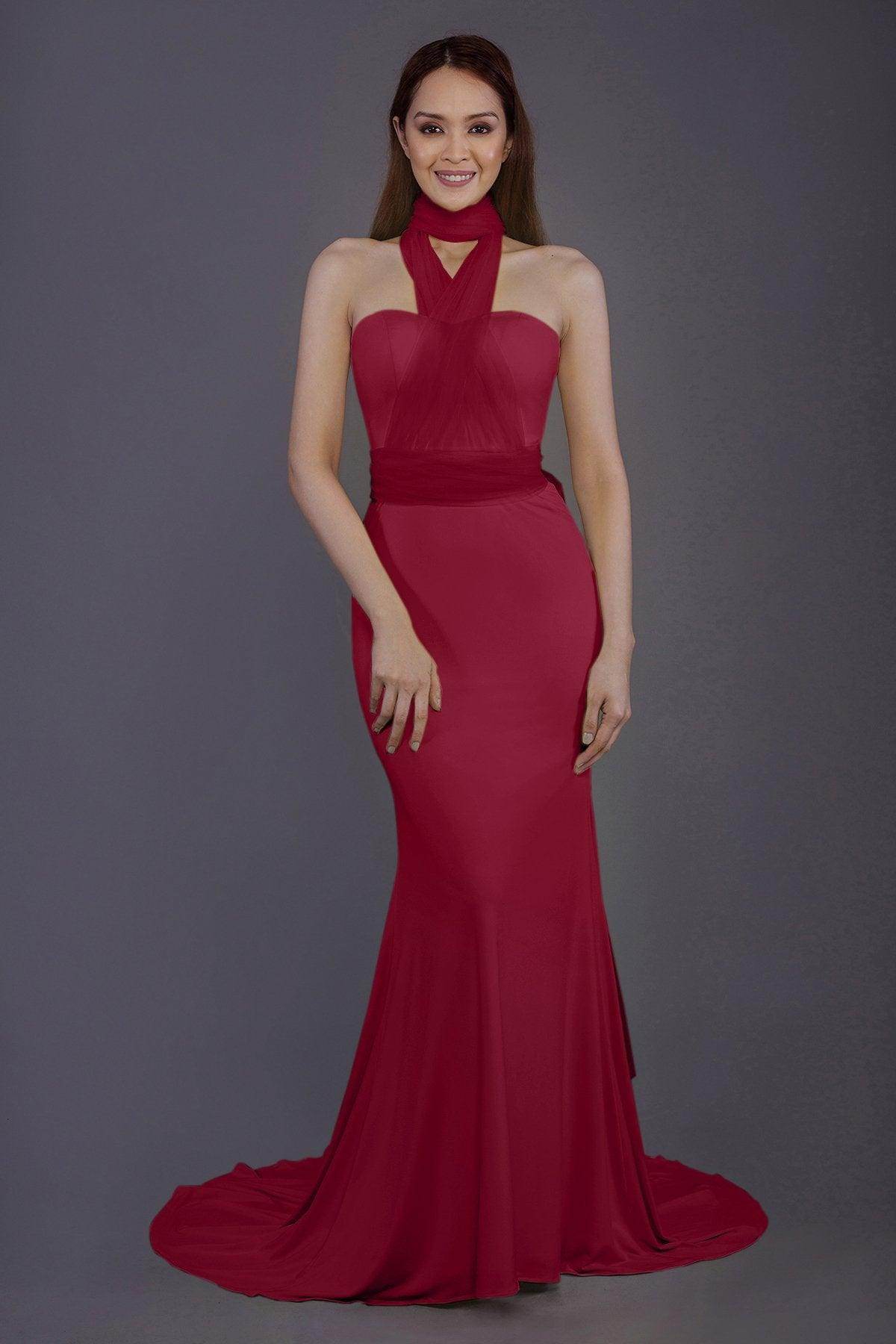 Mermaid Court Train Knitted Fabric Bridesmaid Dress PR3498