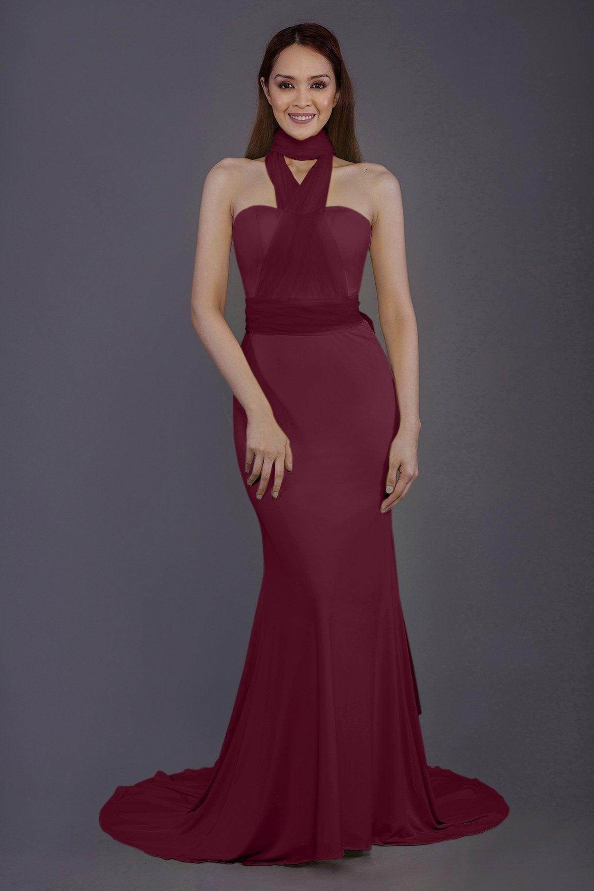 Mermaid Court Train Knitted Fabric Bridesmaid Dress PR3498