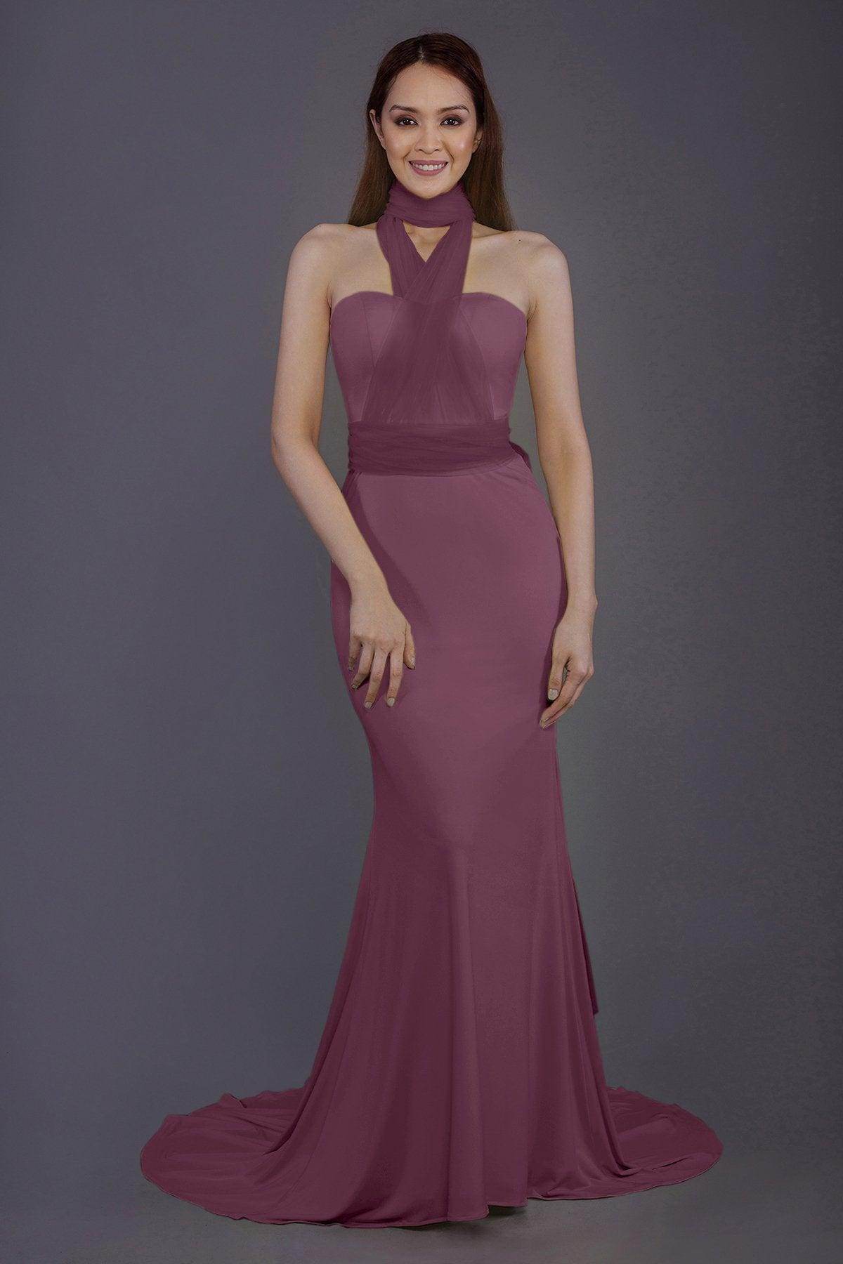 Mermaid Court Train Knitted Fabric Bridesmaid Dress PR3498