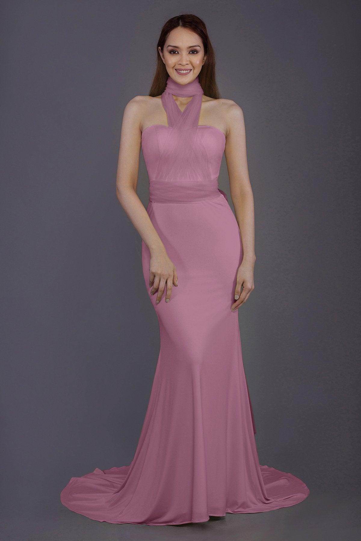 Mermaid Court Train Knitted Fabric Bridesmaid Dress PR3498
