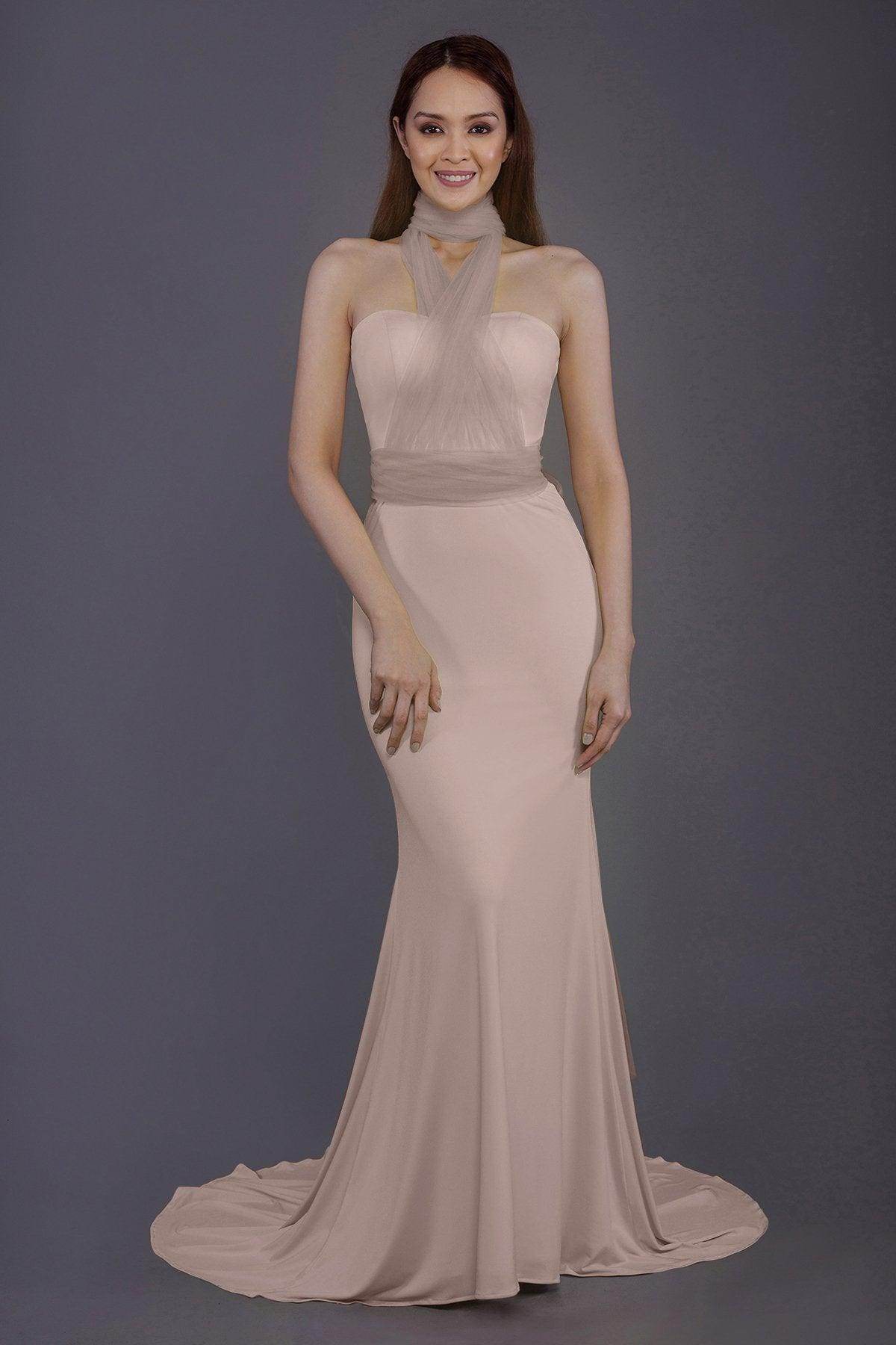 Mermaid Court Train Knitted Fabric Bridesmaid Dress PR3498