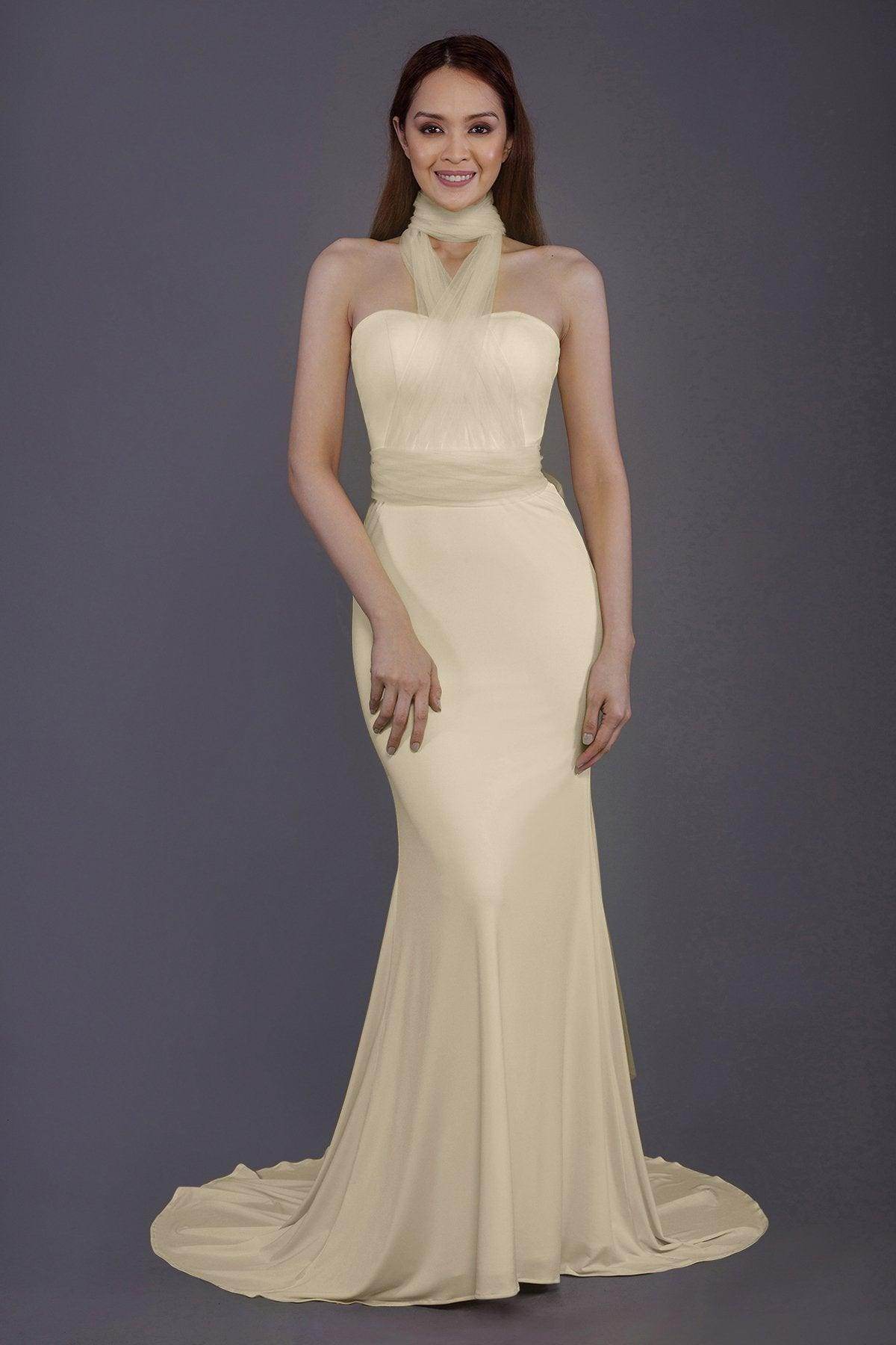 Mermaid Court Train Knitted Fabric Bridesmaid Dress PR3498