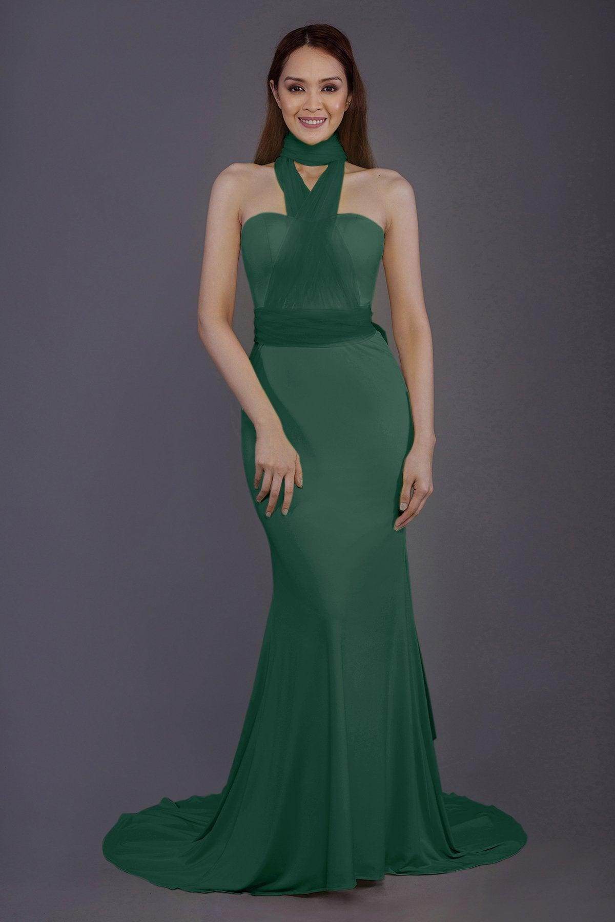 Mermaid Court Train Knitted Fabric Bridesmaid Dress PR3498