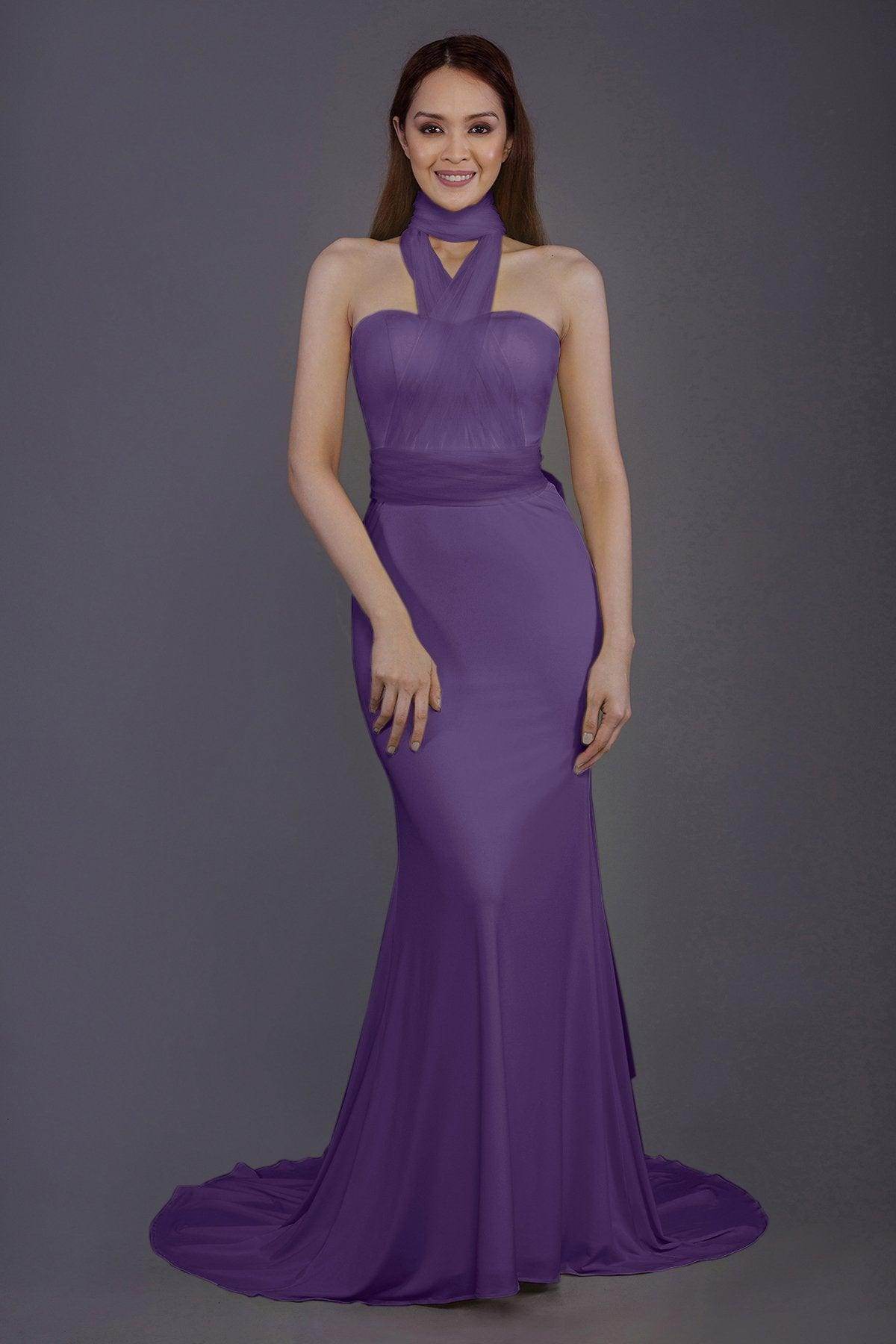 Mermaid Court Train Knitted Fabric Bridesmaid Dress PR3498