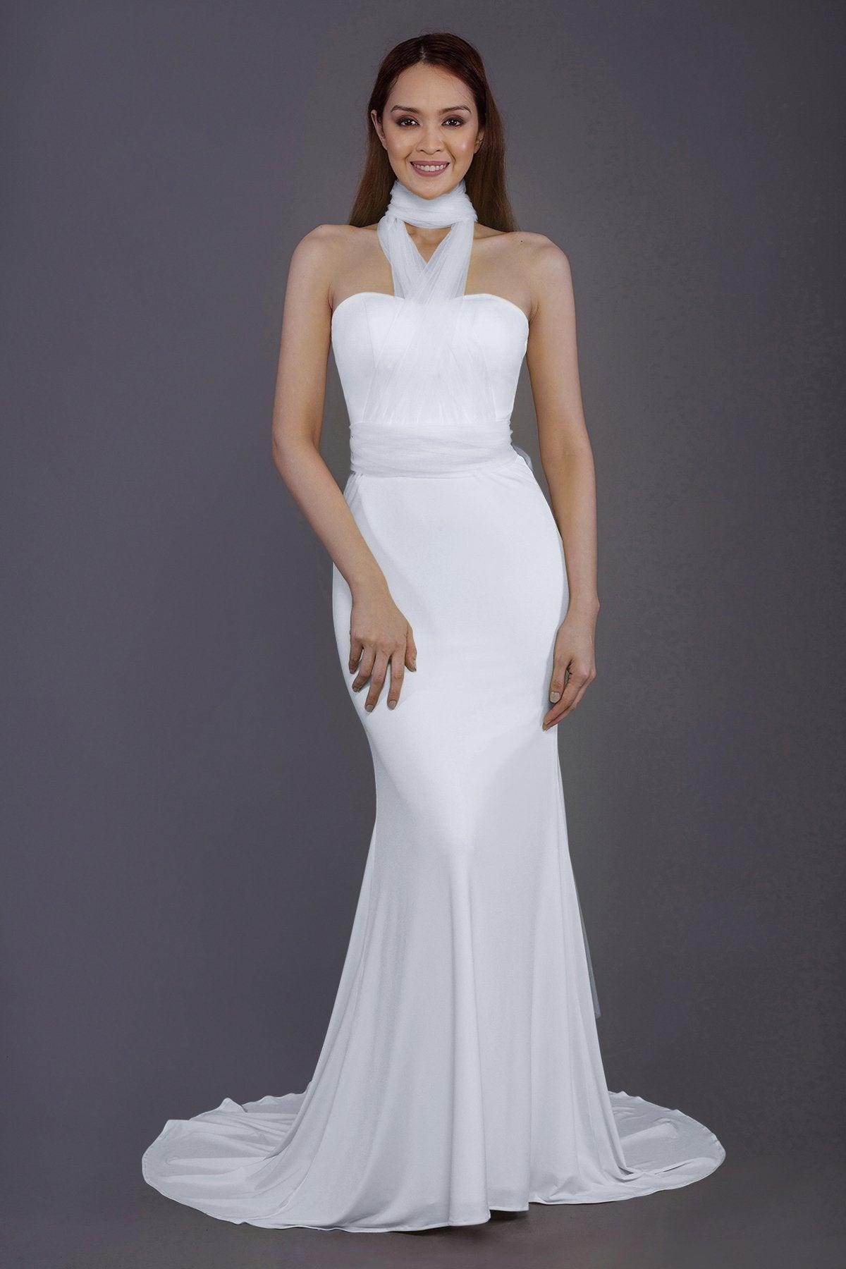 Mermaid Court Train Knitted Fabric Bridesmaid Dress PR3498
