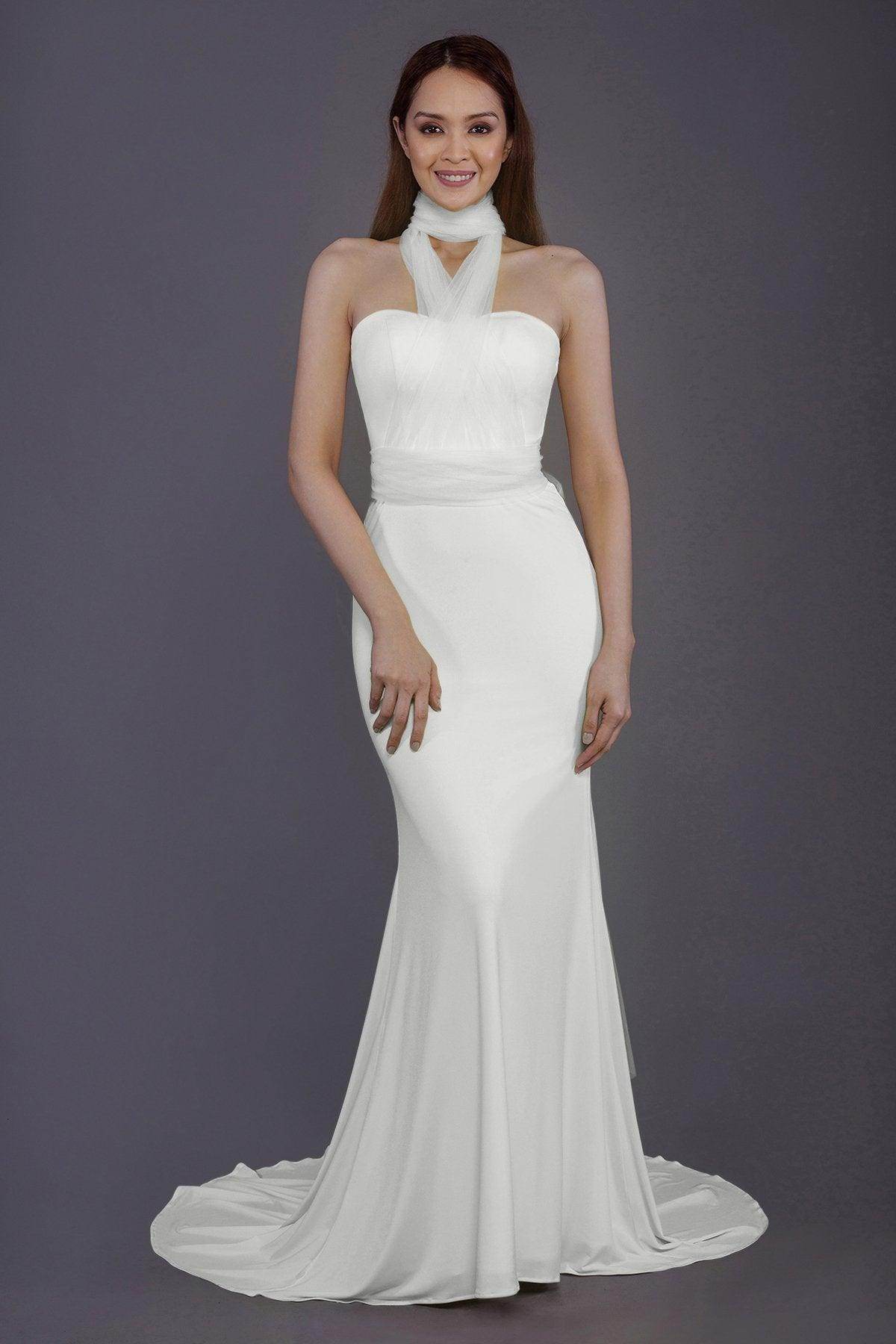 Mermaid Court Train Knitted Fabric Bridesmaid Dress PR3498