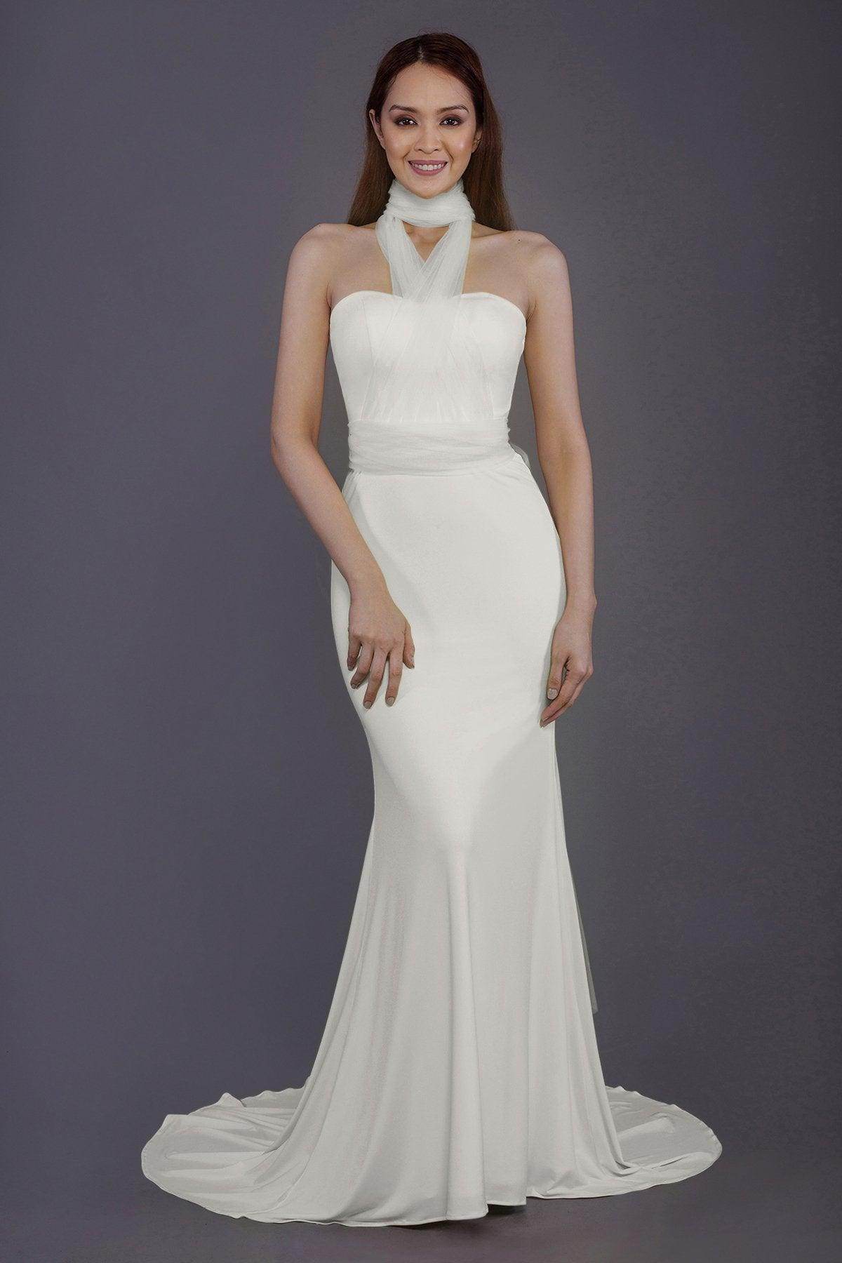Mermaid Court Train Knitted Fabric Bridesmaid Dress PR3498