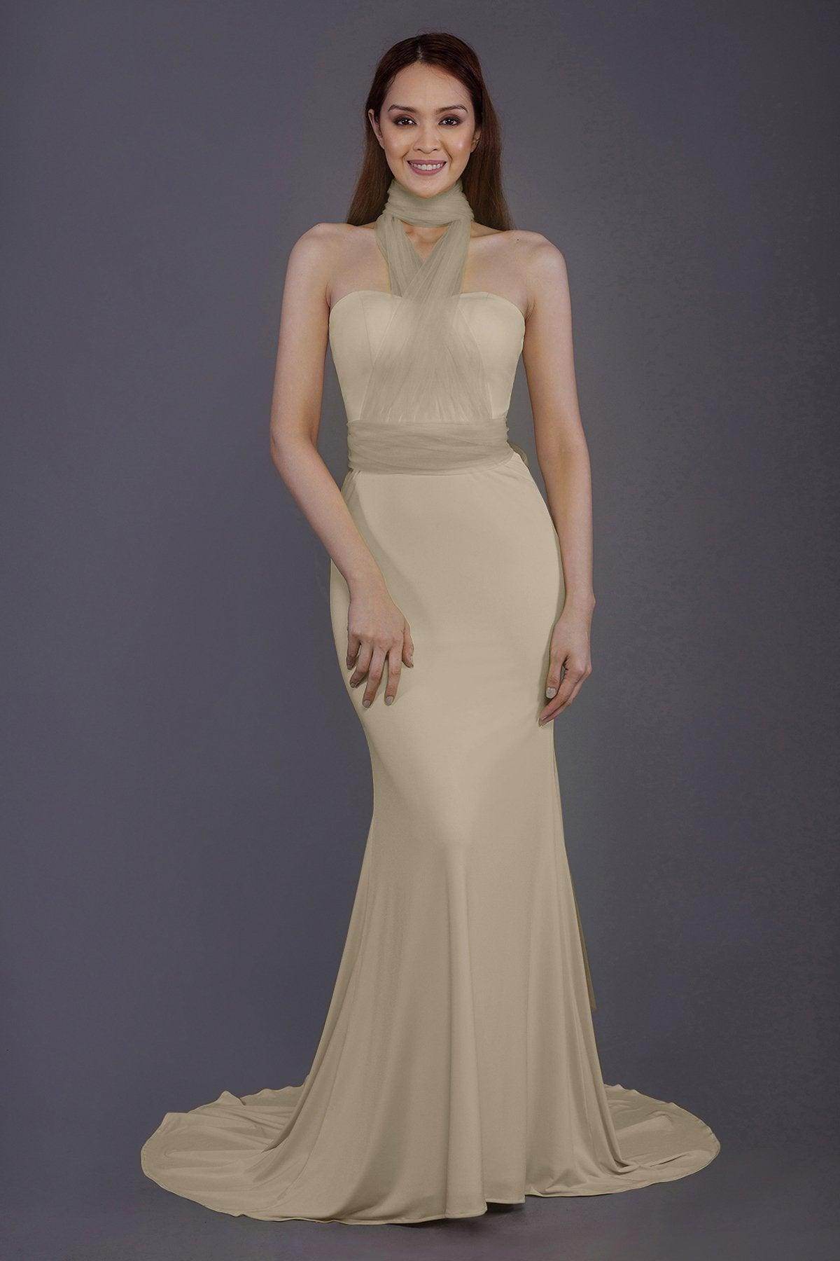 Mermaid Court Train Knitted Fabric Bridesmaid Dress PR3498