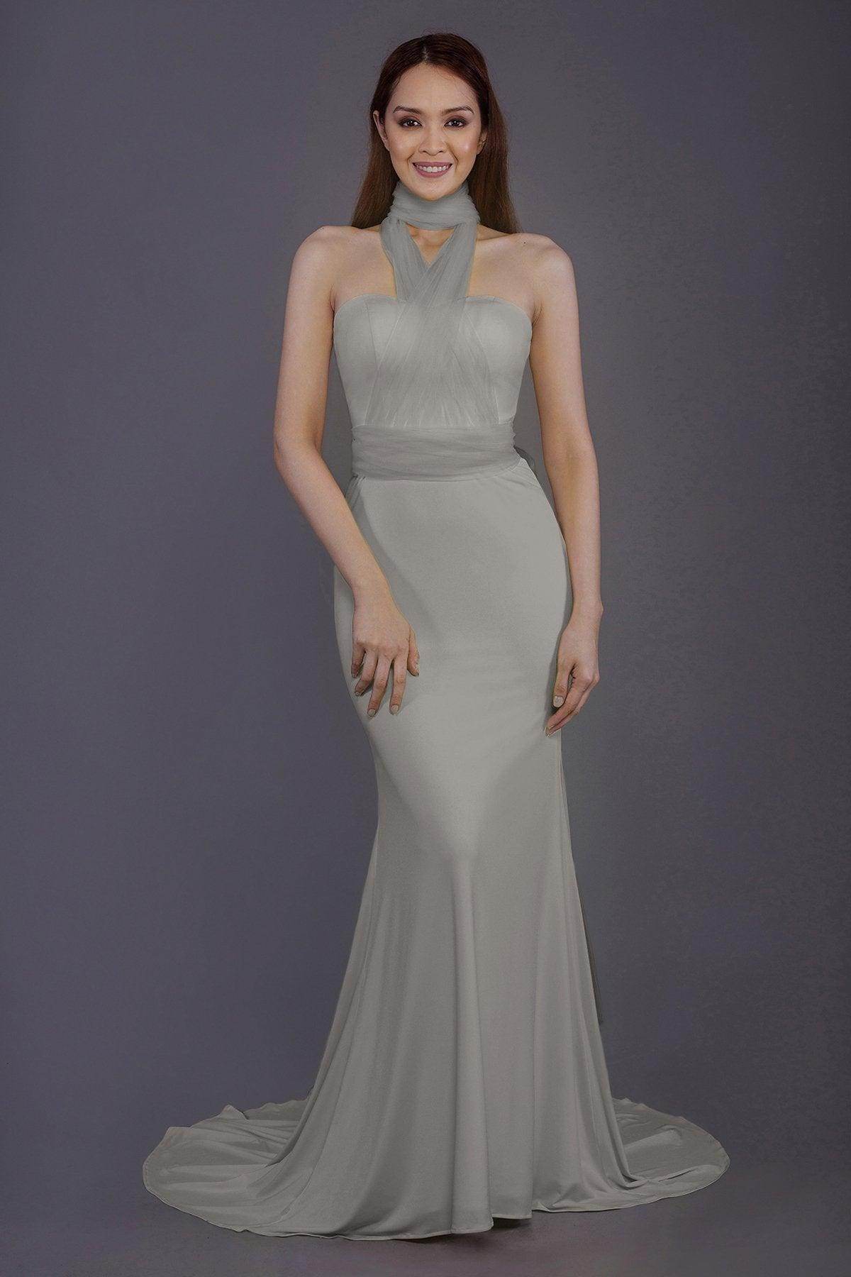 Mermaid Court Train Knitted Fabric Bridesmaid Dress PR3498