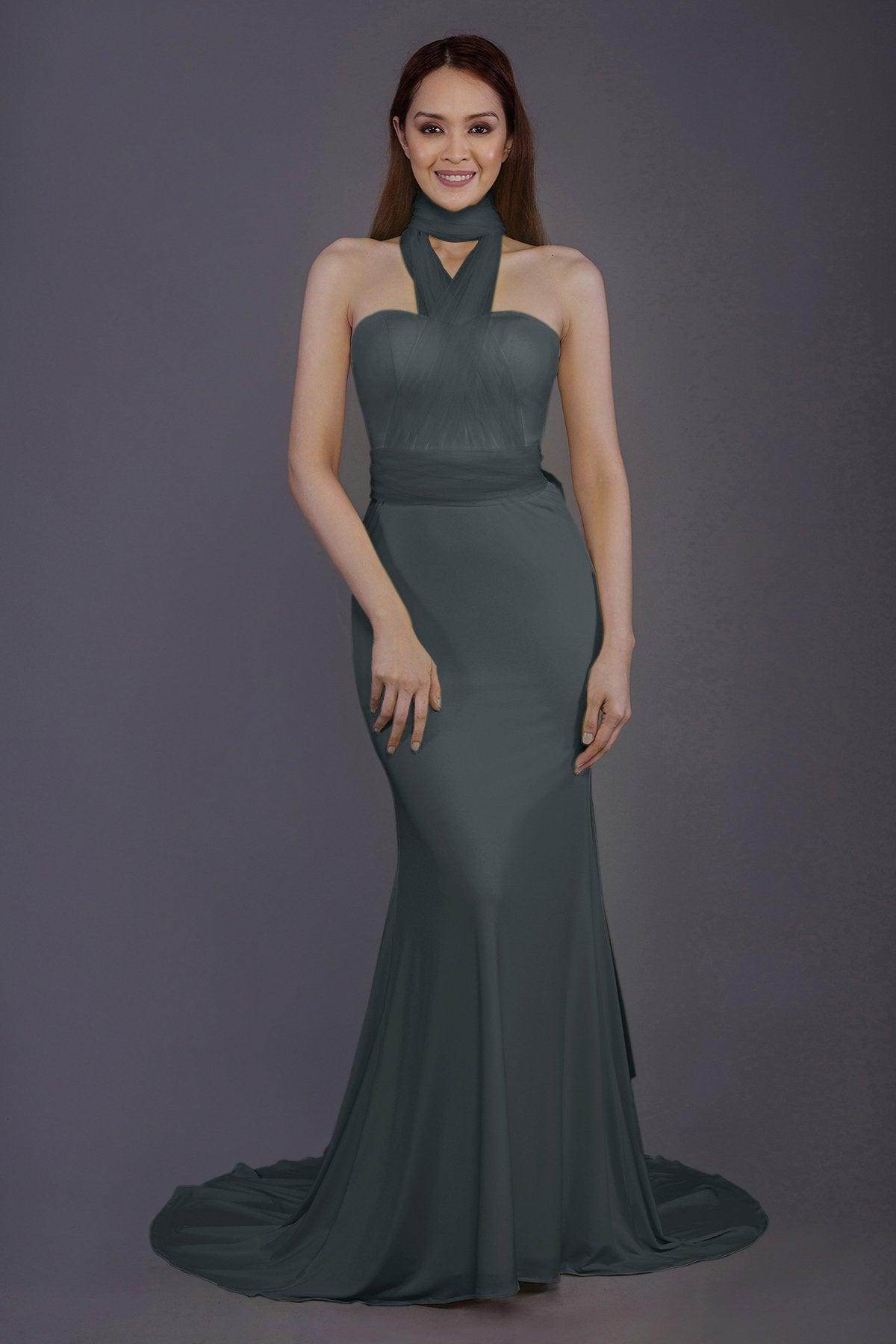 Mermaid Court Train Knitted Fabric Bridesmaid Dress PR3498