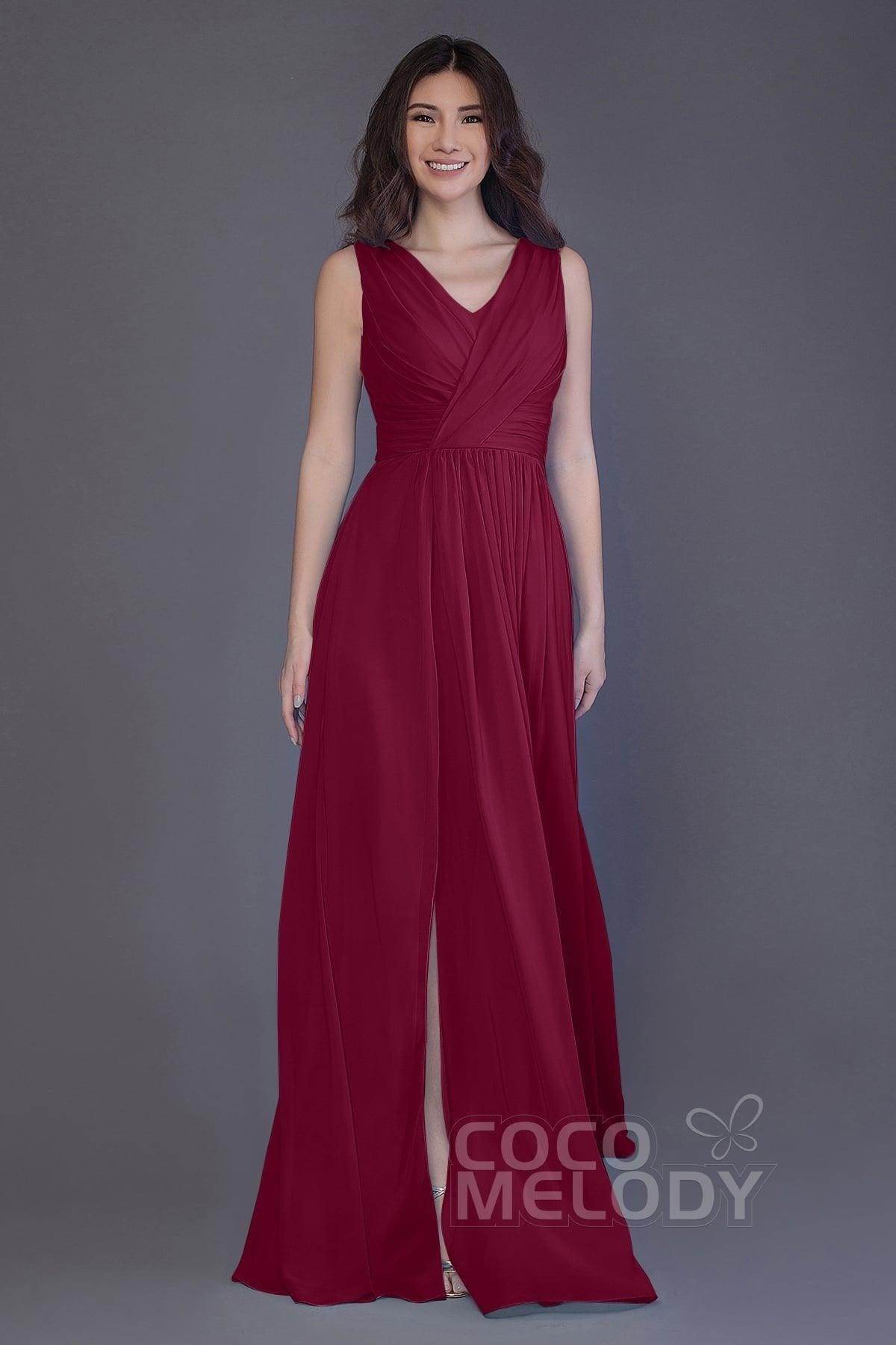 Sheath-Column Floor Length Chiffon Bridesmaid Dress PR3499