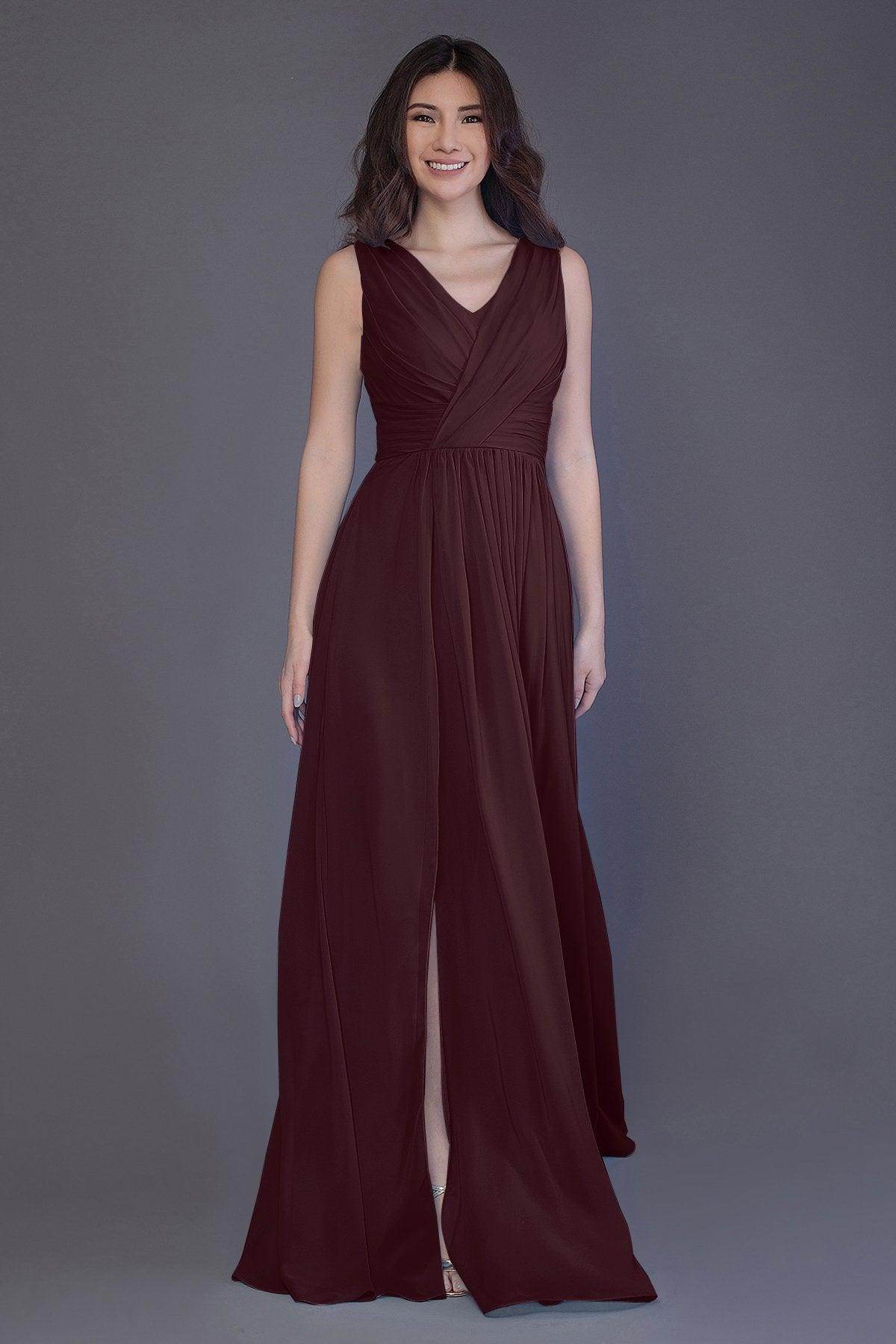 Sheath-Column Floor Length Chiffon Bridesmaid Dress PR3499