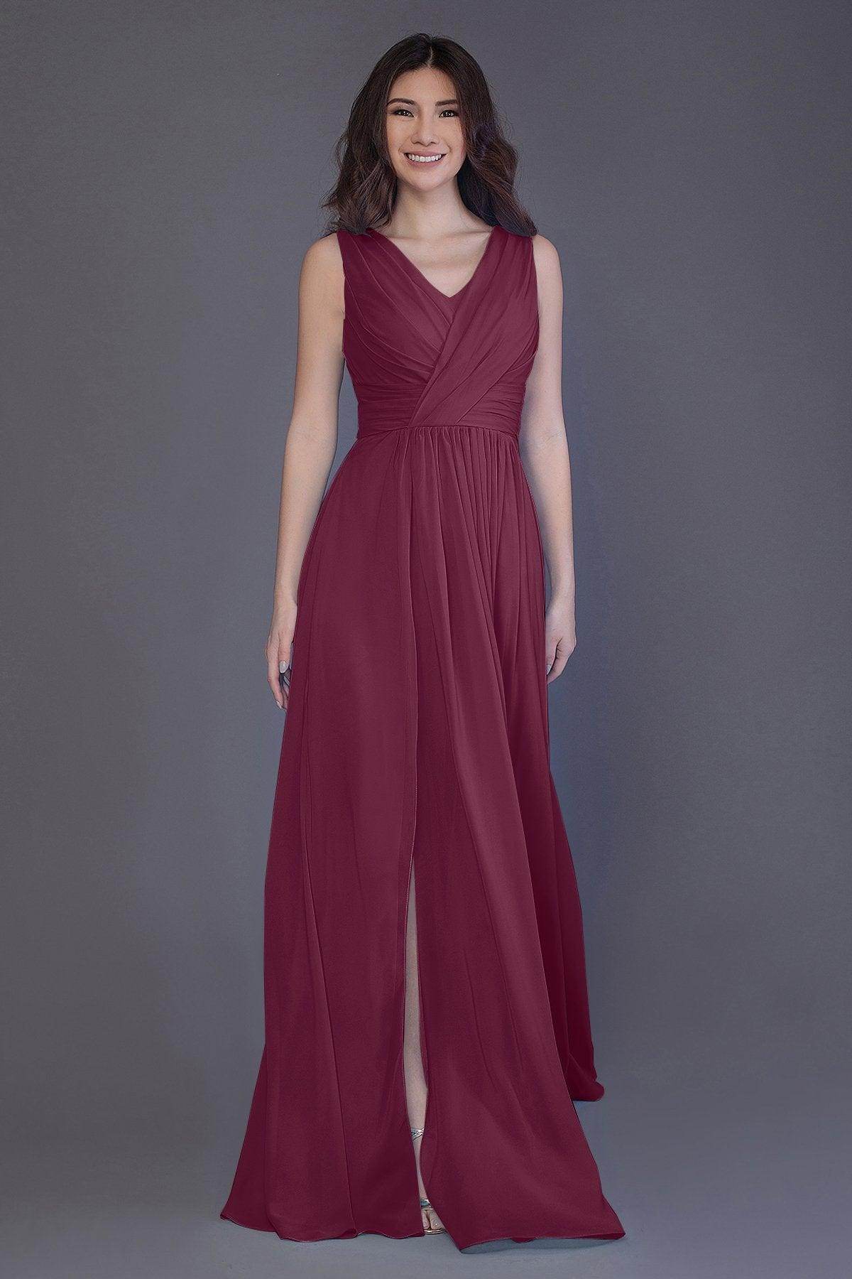 Sheath-Column Floor Length Chiffon Bridesmaid Dress PR3499